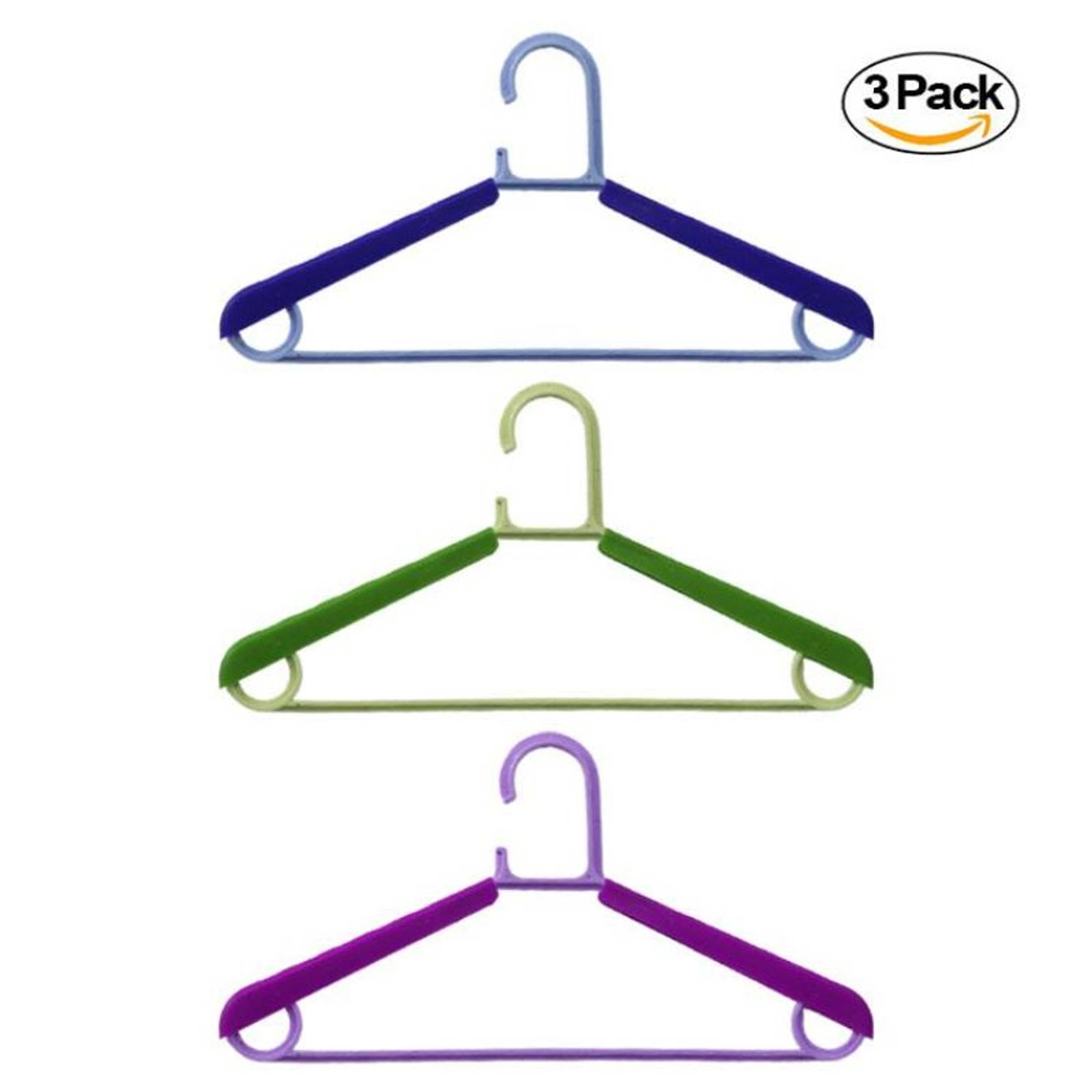 Pack of 3 Plastic Extendable Coat Hangers - Multicolor