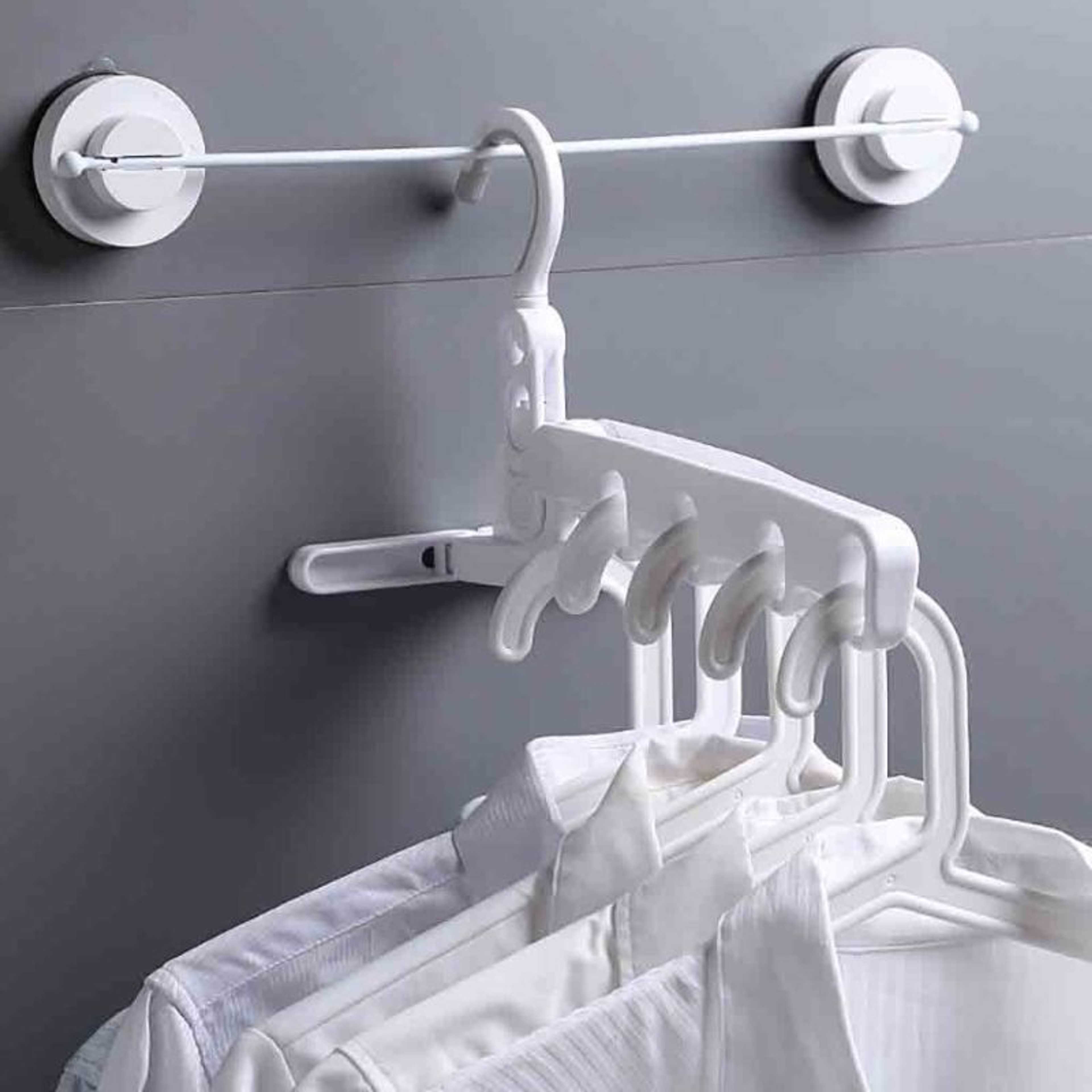 2pcs Plastic Drying Storage Rack Clothes Holder Home Organizer Multi function Folding Hanger Behind Door Hooks