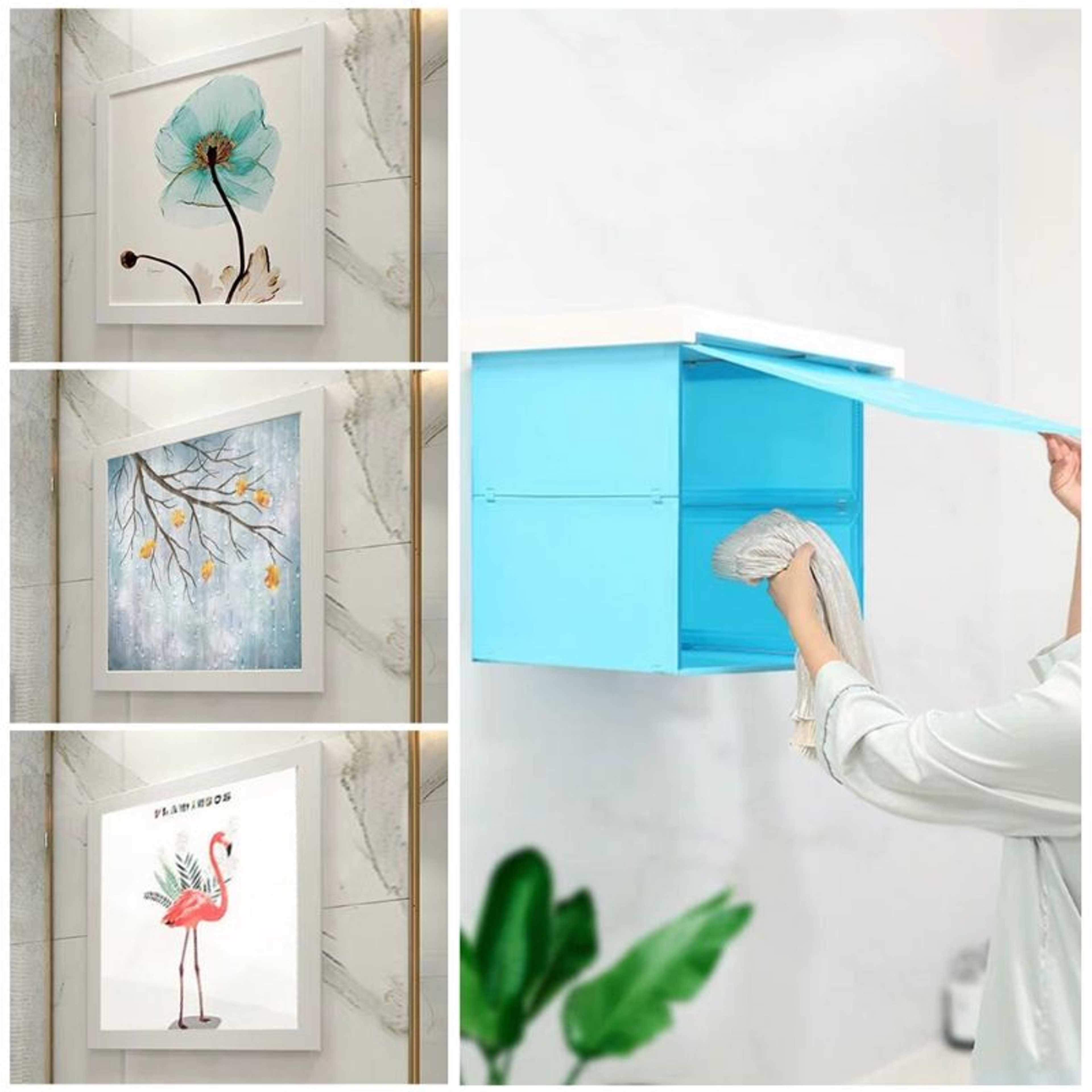 Shower Clothes Storage Cabinet Foldable Shelf Mural Punch-Free Organizer Bathroom Decor