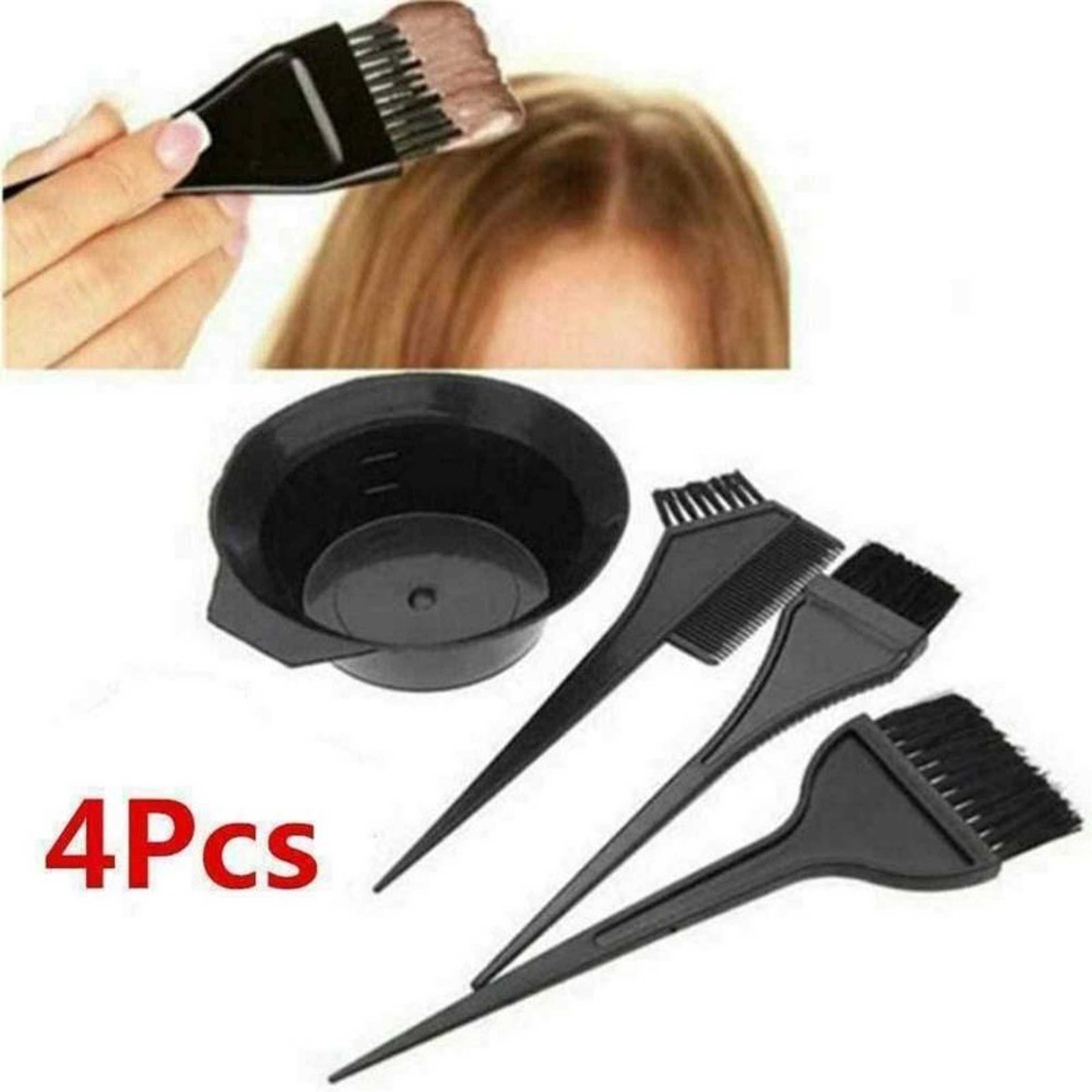 4Pcs/Set Hair Color Dye Bowl Comb Brushes Tools Set Hair Dye Brush Comb Mixing Bowl Hair Coloring Sets Hair Dyeing Accessories