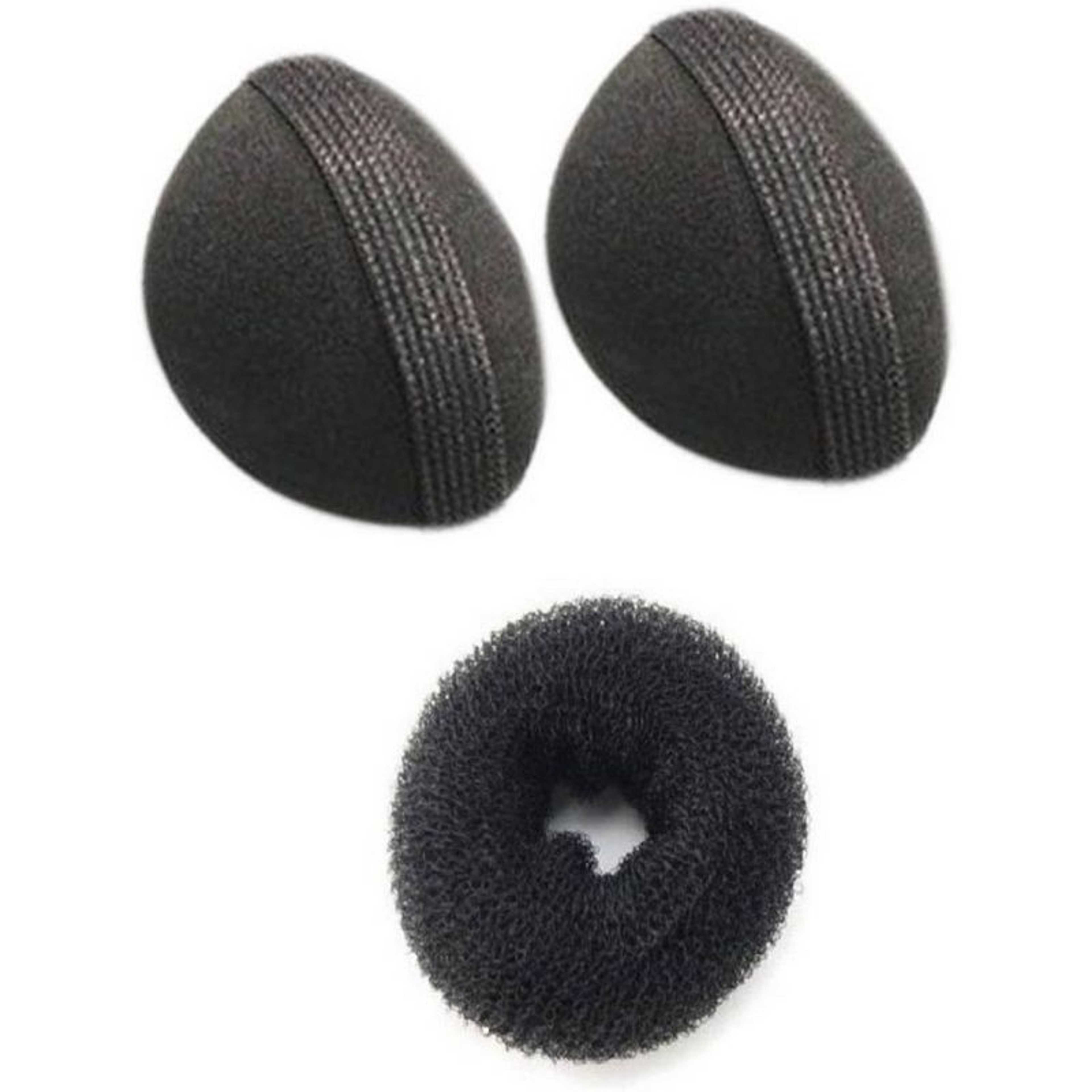 Pack of 3 - Puff and Donut Bun Maker Hair Accessory Set Hair Accessory Set (Black)