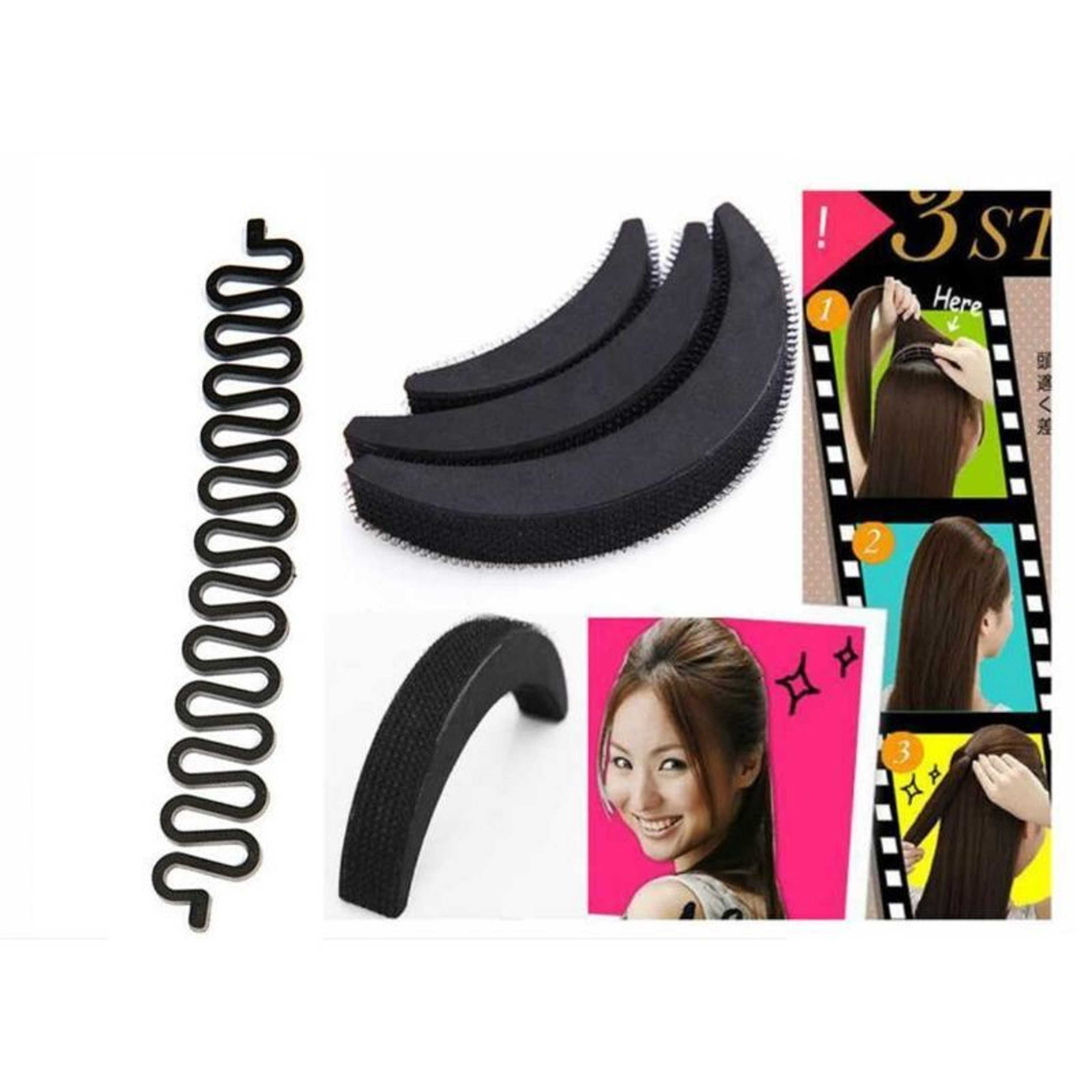 4pcs/Set Black DIY Hair Bump Volume and Zigzag Beehive Hair Bump Hair Pad Height Puff Paste Tools Hair Style Accessories