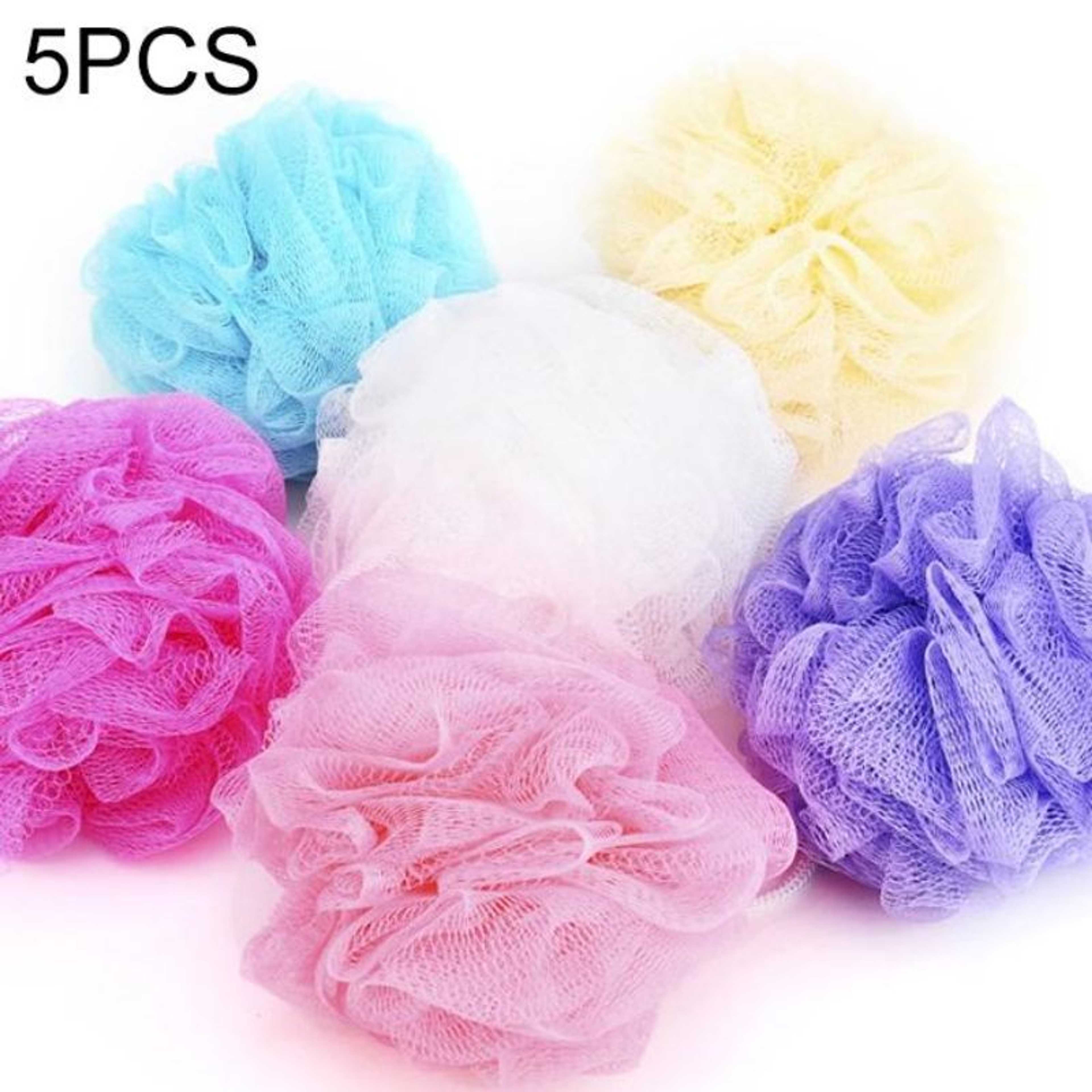 5 PCS Body Cleaning Sponge Random Color Loofah Flower Bath Ball Mesh Shower Nylon Scrubber Mesh Net Ball Exfoliating Shower