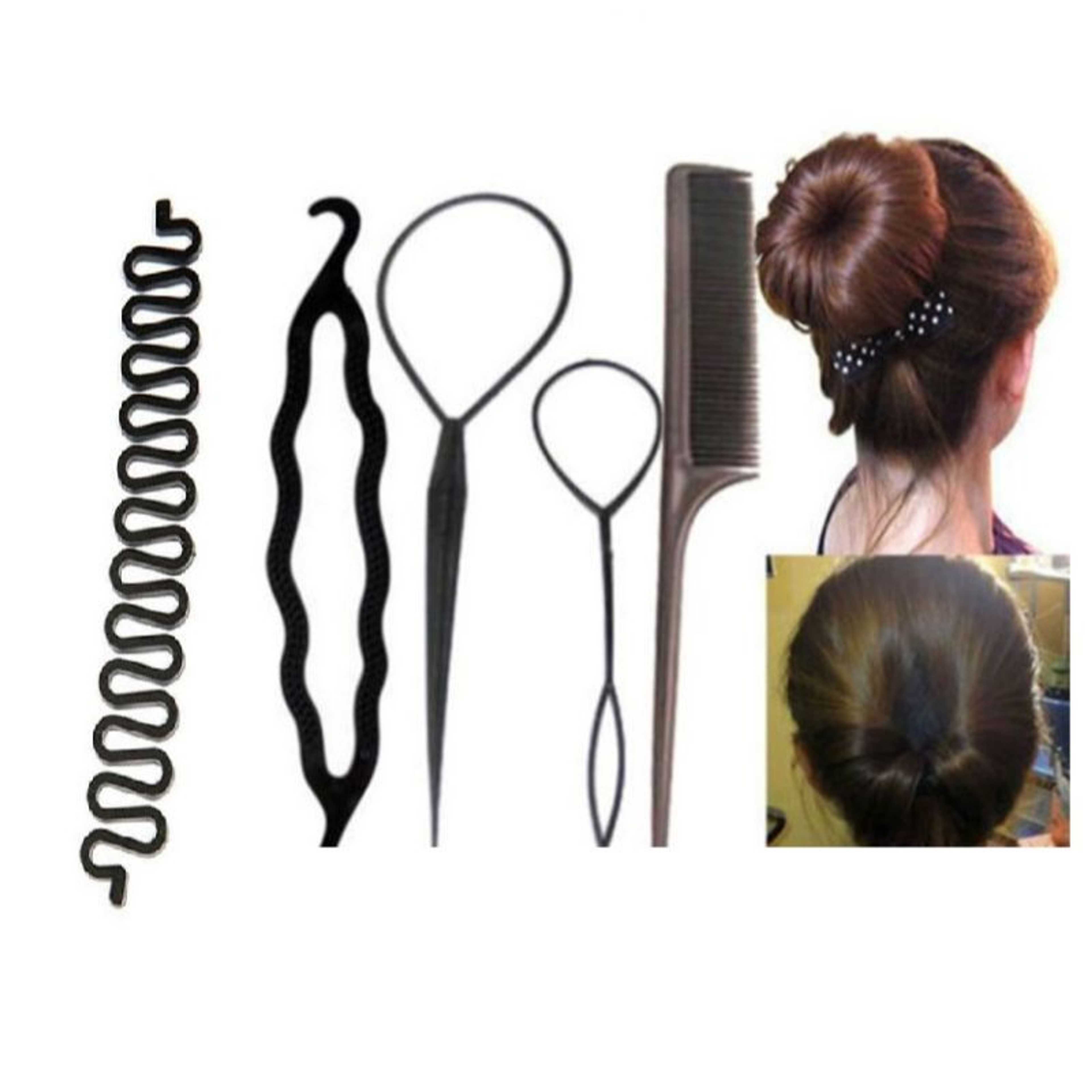 Braids Tools with Zig Zag Pony Tail Makers (Set Of 5 Pcs) Professional Braids Tools Hair Styling Kits For Women Hair Accessories Set Women Girls DIY Hair Styling Set Kit Tools Accessories Pull Hair Needle Dish hair Comb Tools As Picture 2 Ratings