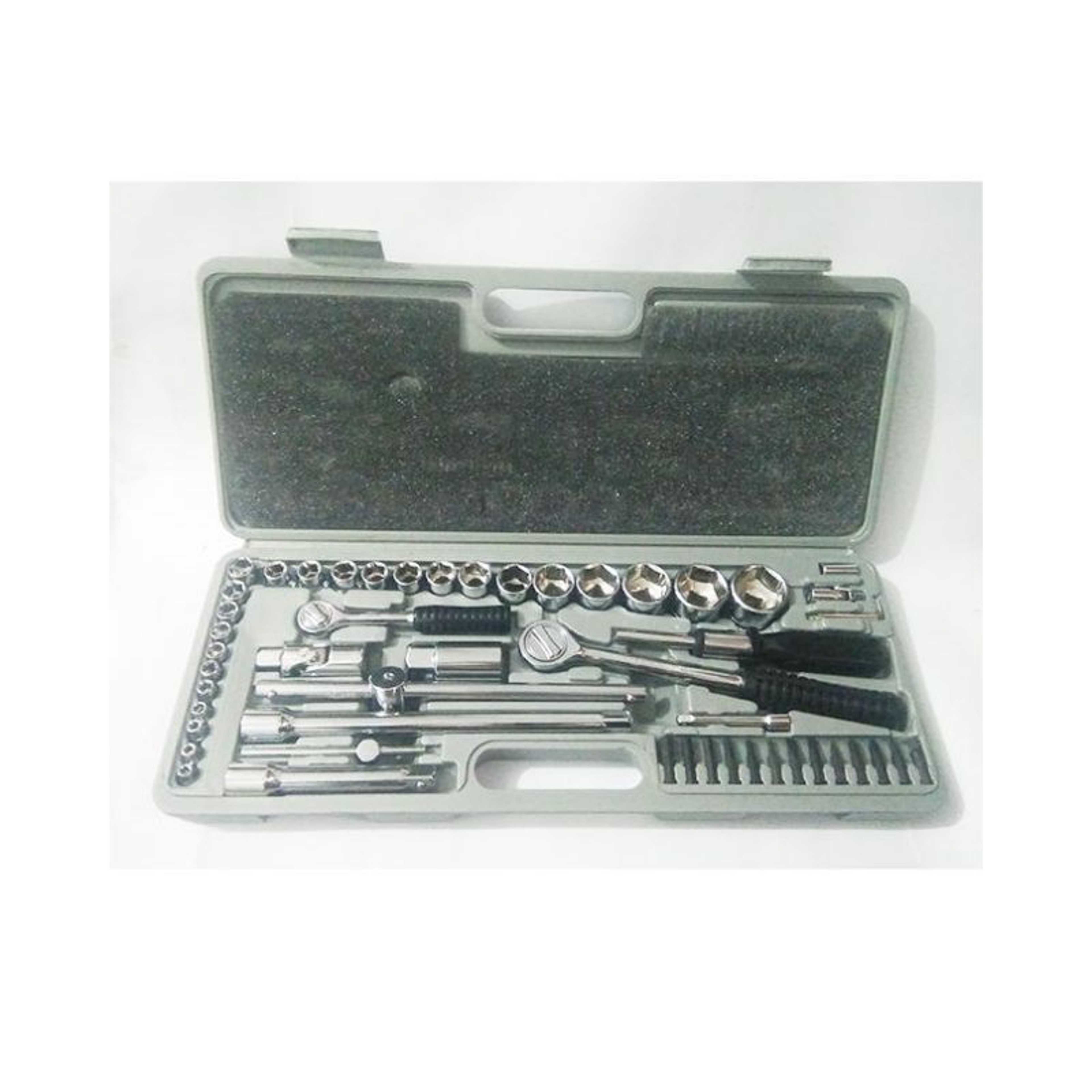 Socket Set 1/2 In, 1/4 In Square Drive - 52 Pieces - Silver