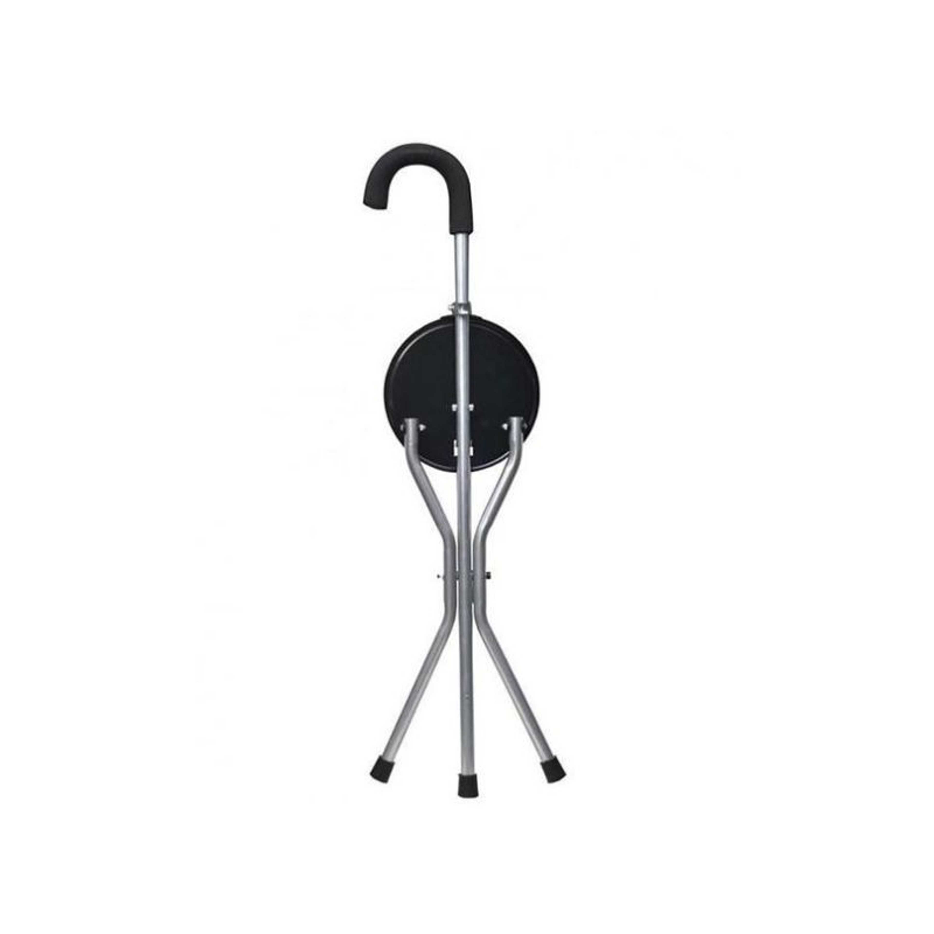 Walking Stick with Seat - Black & Silver - Product Main Image