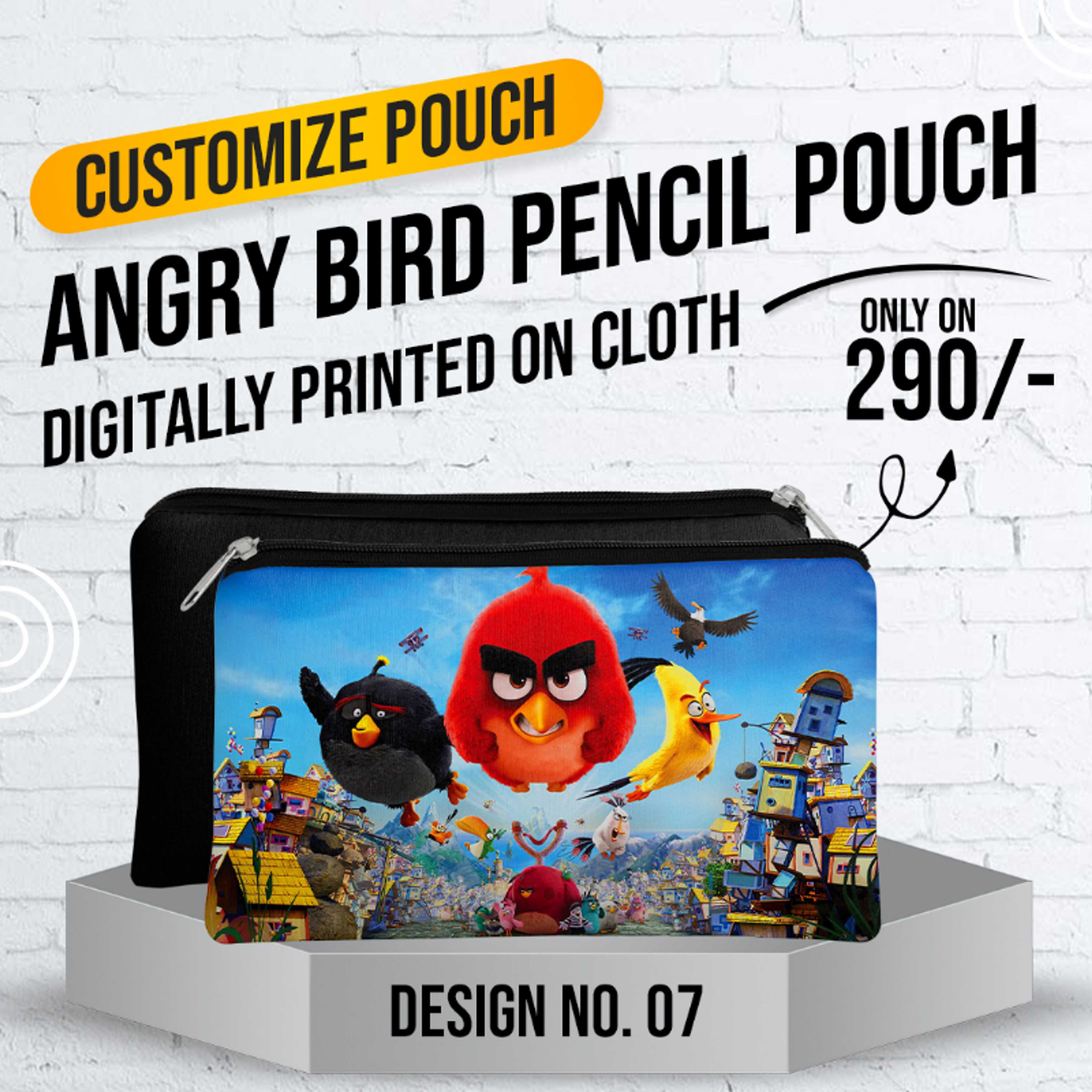 Angry Bird Pencil Pouch (Digitally Printed on Cloth) D-7