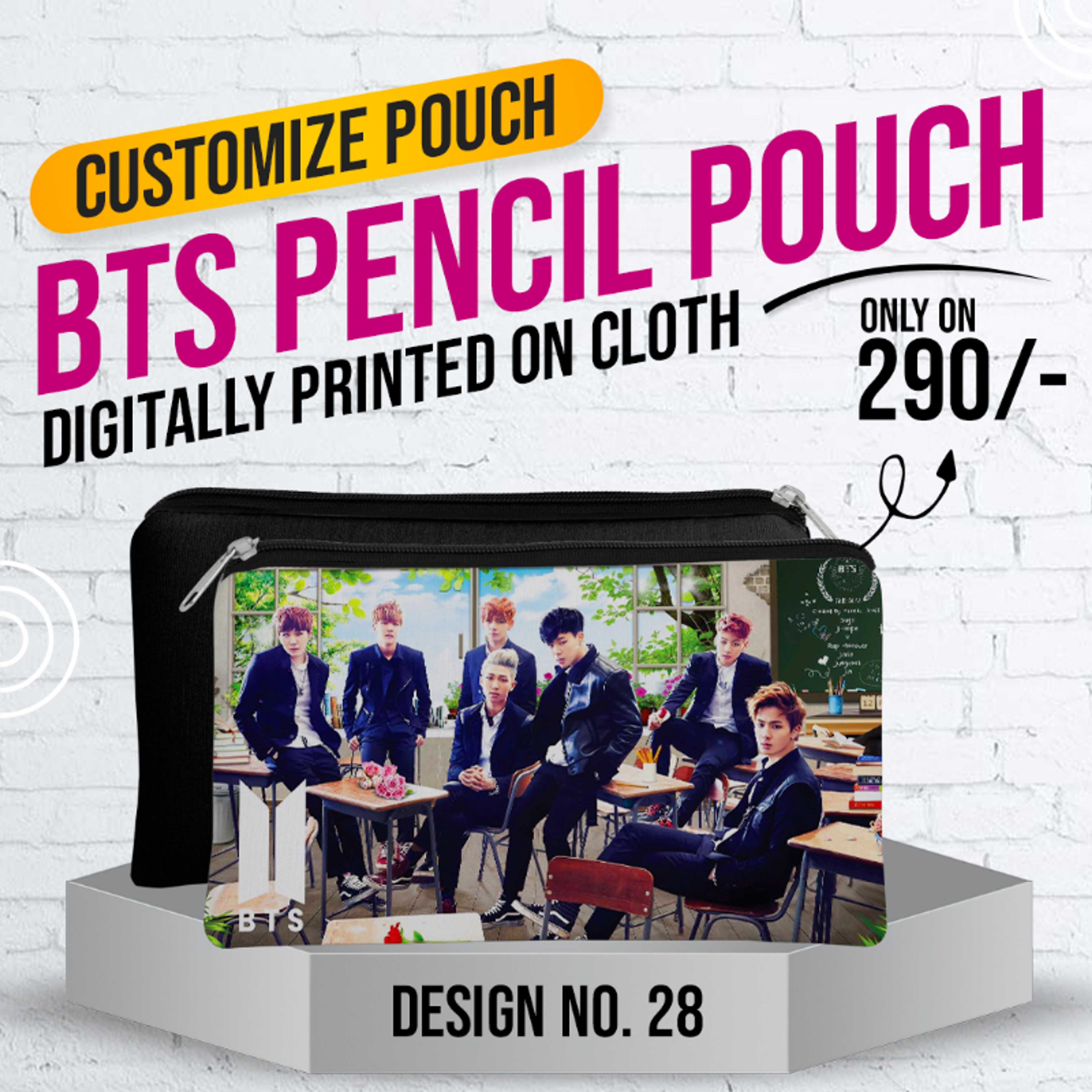 BTS Pencil Pouch (Digitally Printed on Cloth) D-28