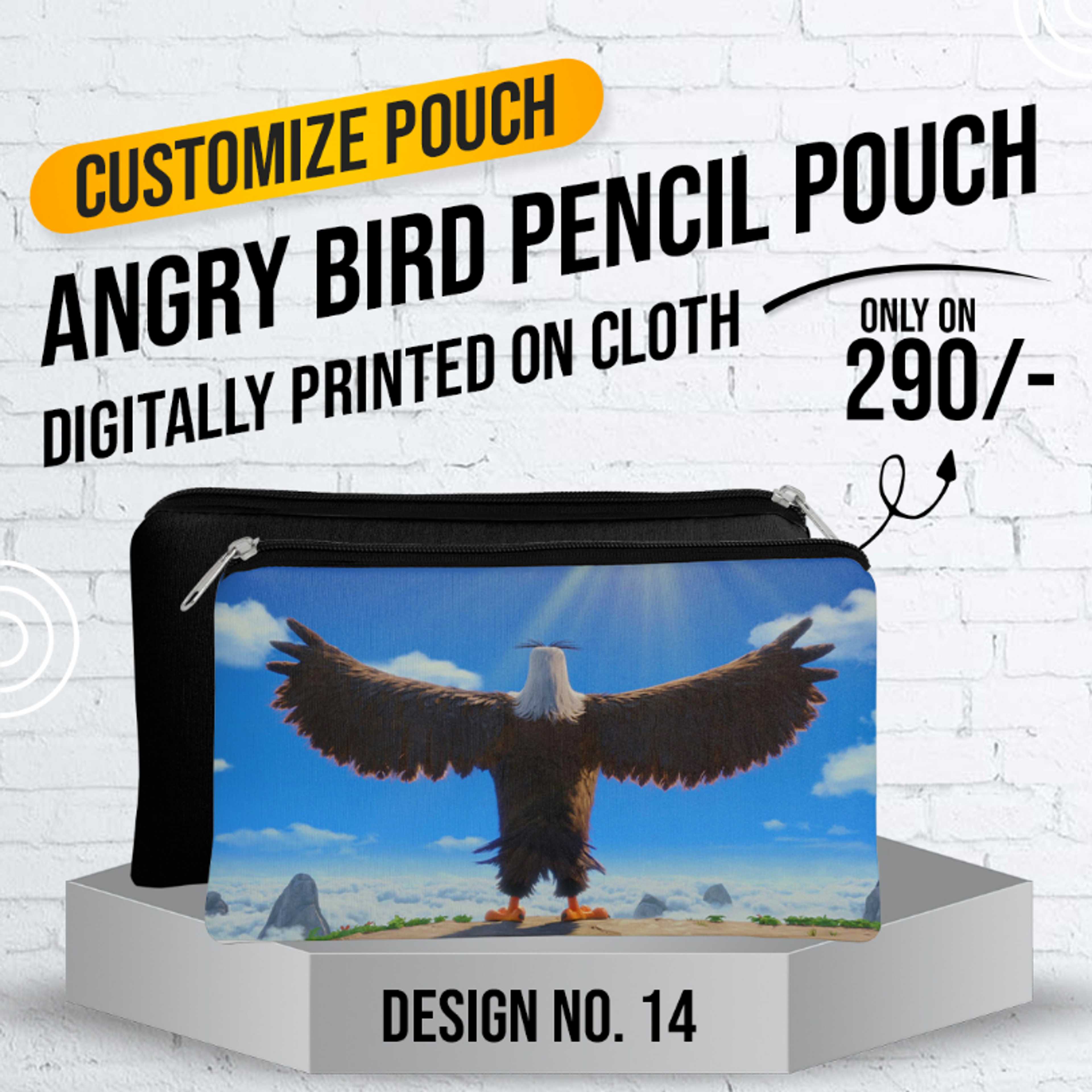 Angry Bird Pencil Pouch (Digitally Printed on Cloth) D-14