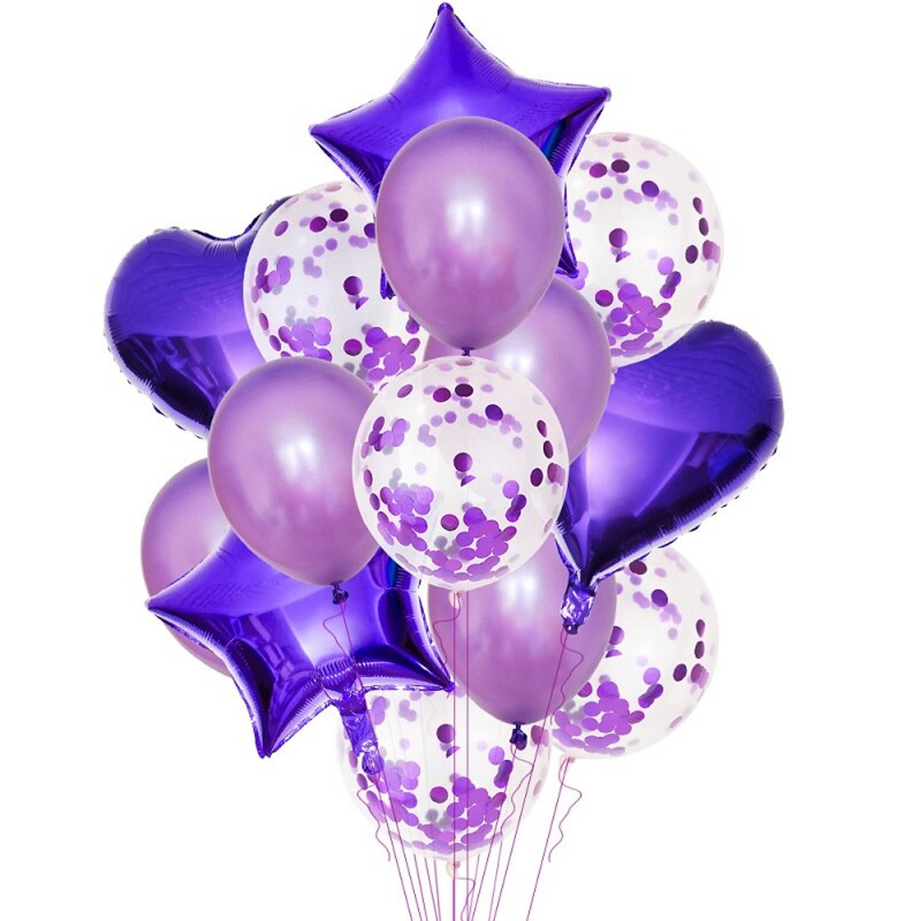 14pcs/set Multi Confetti Balloons Blue Pink Helium Ballon Heart and star Boy Girl Shower Birthday Party Supplies