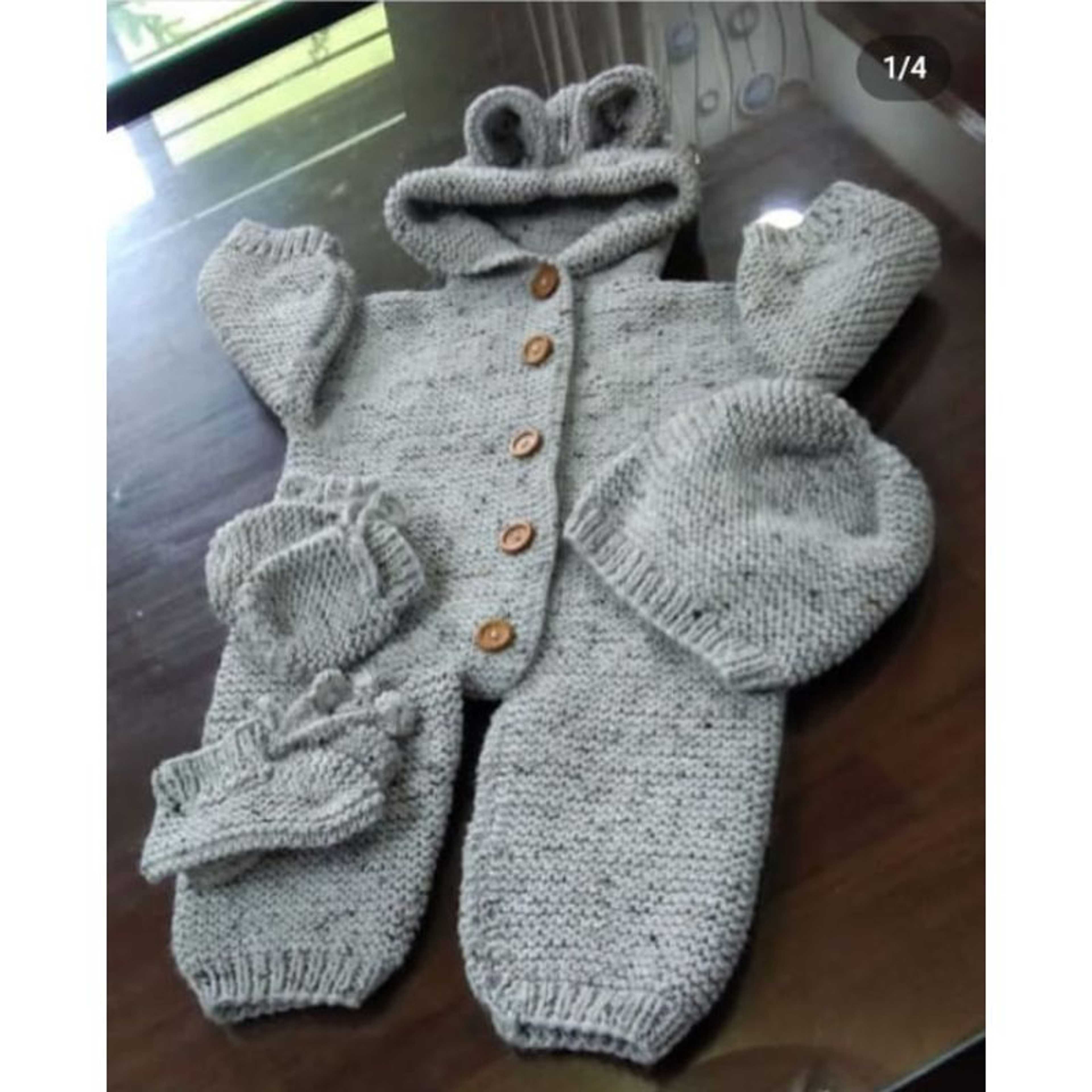 Complete Romper Set Handmade - Grey Color (0 to 6 Months Size)