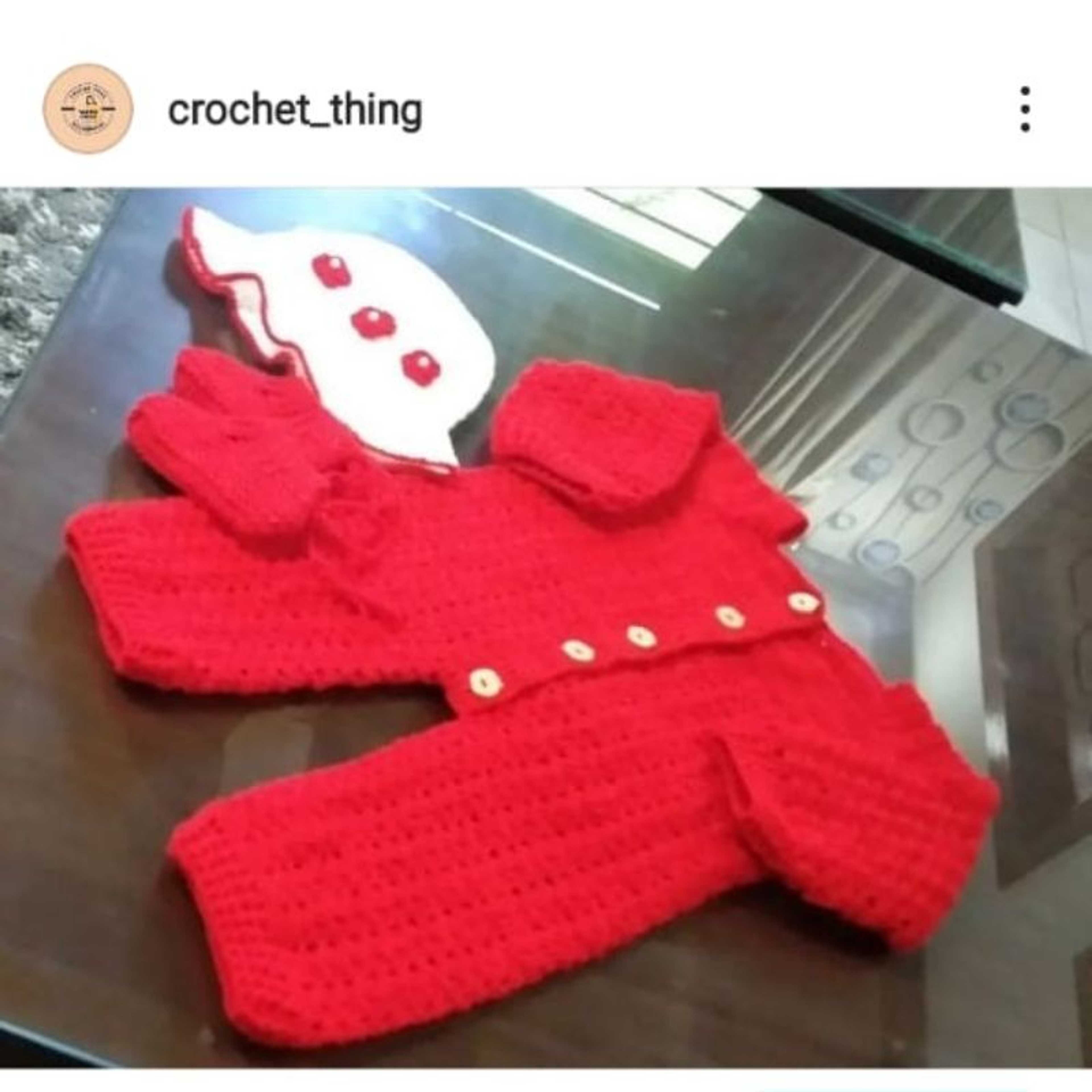 Complete Romper Set Handmade - Red Color (0 to 6 Months Size)
