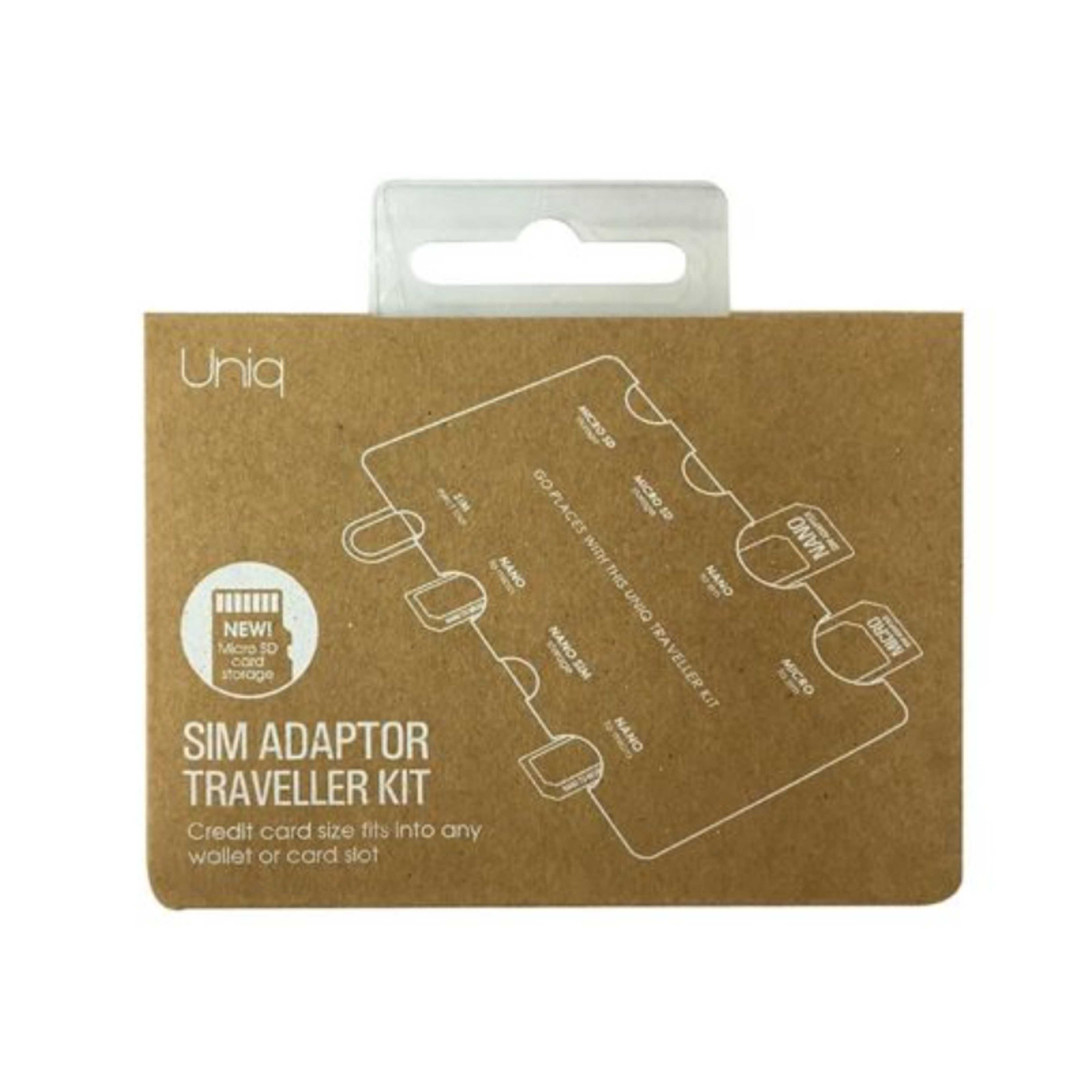 UNIQ 7in 1 SIM Adaptor Traveler Kit with Micro SD Cards Storage (Credit-card sized)