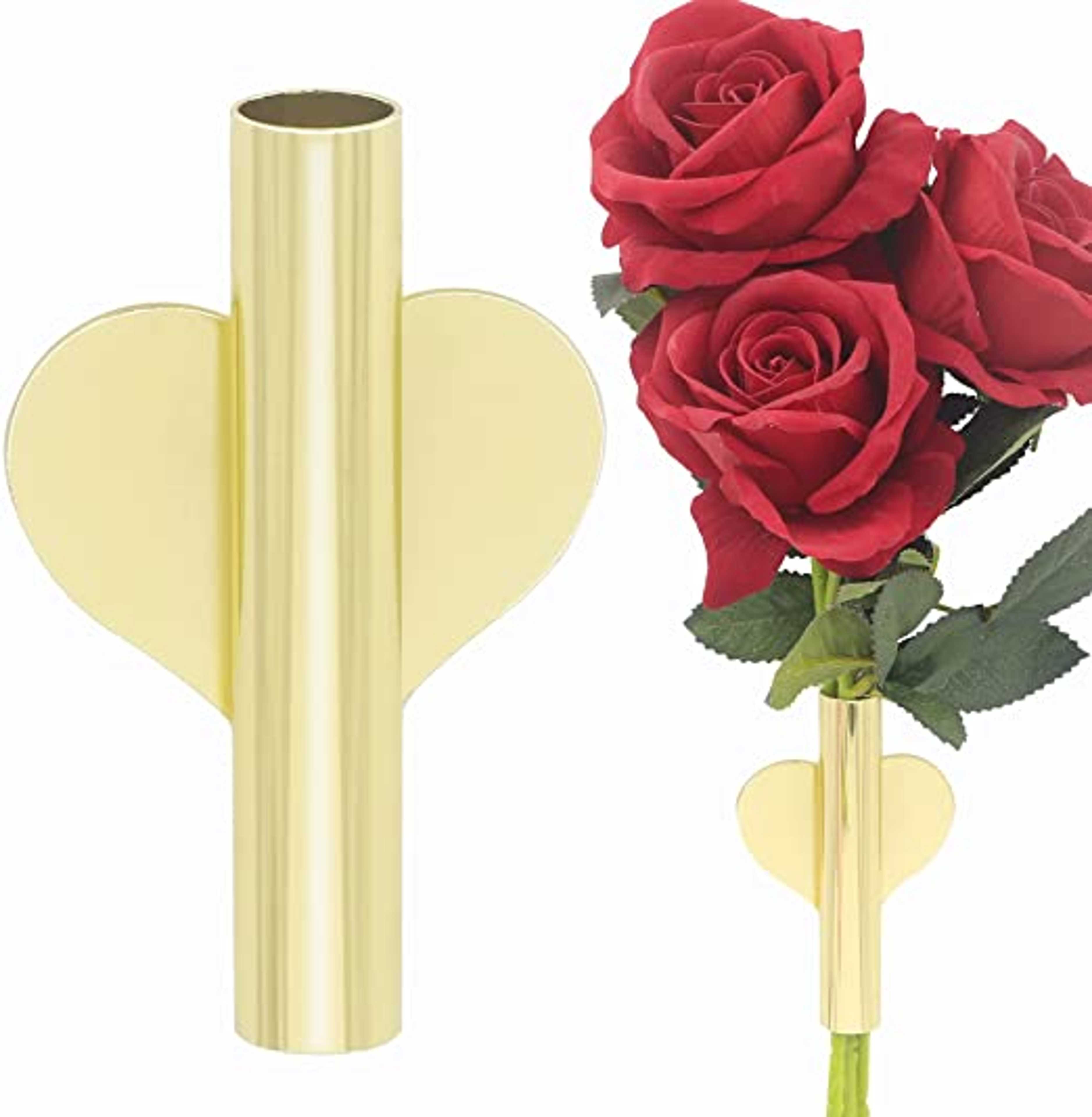 Wall Flower and Plants Vase, Flower Display Holder for Wedding, Decorative Hanging Vase for Fridge,Window,Home,Party, Outdoor, 2 Pack (Gold)