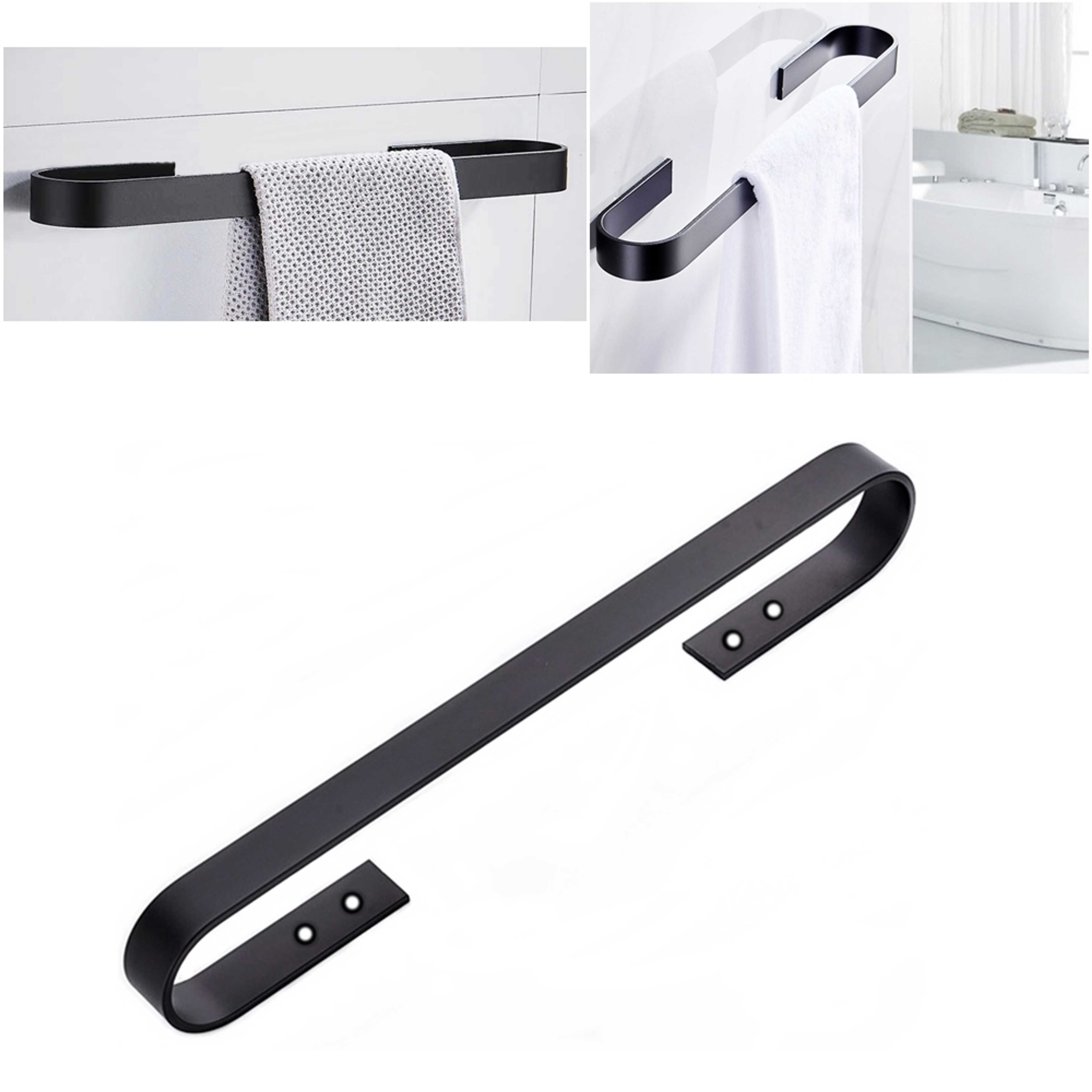 1 Pcs Heavy Duty Wall Mount Toilet Washroom Bathroom Towel Bar Stand, Towel Rack Black color