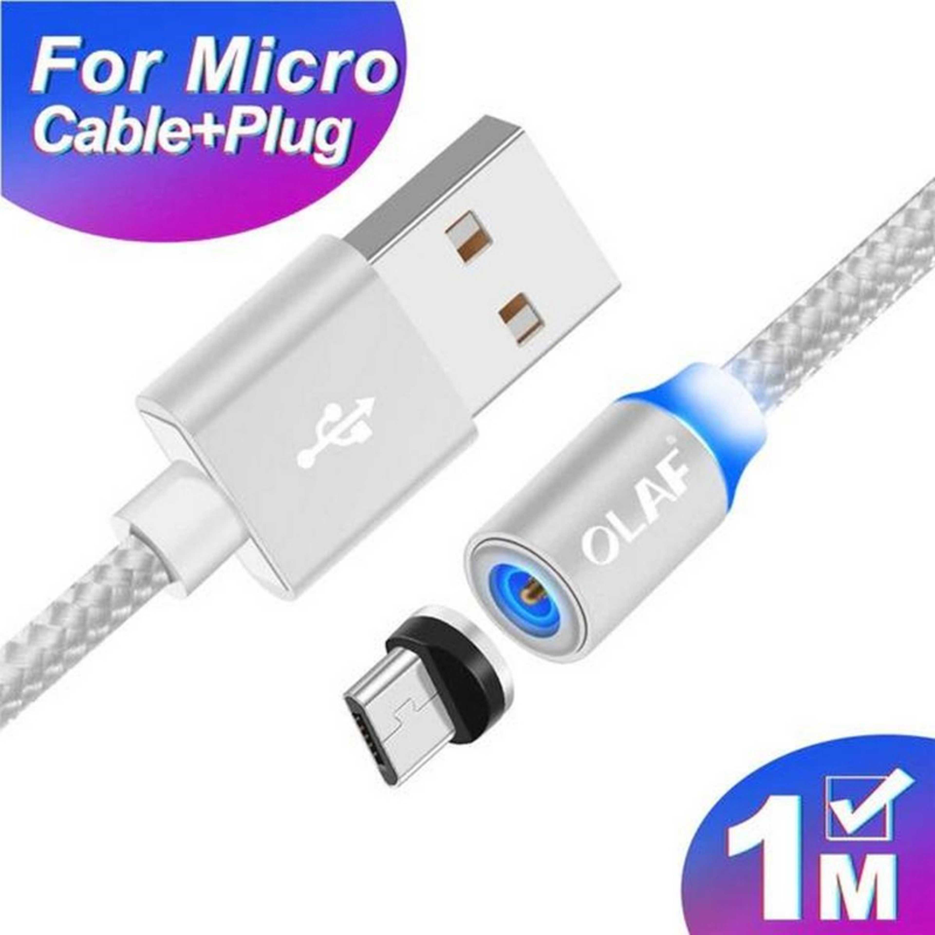 Magnetic 2.5A Braided Led lightening Charging Cable 1M For Micro Usb