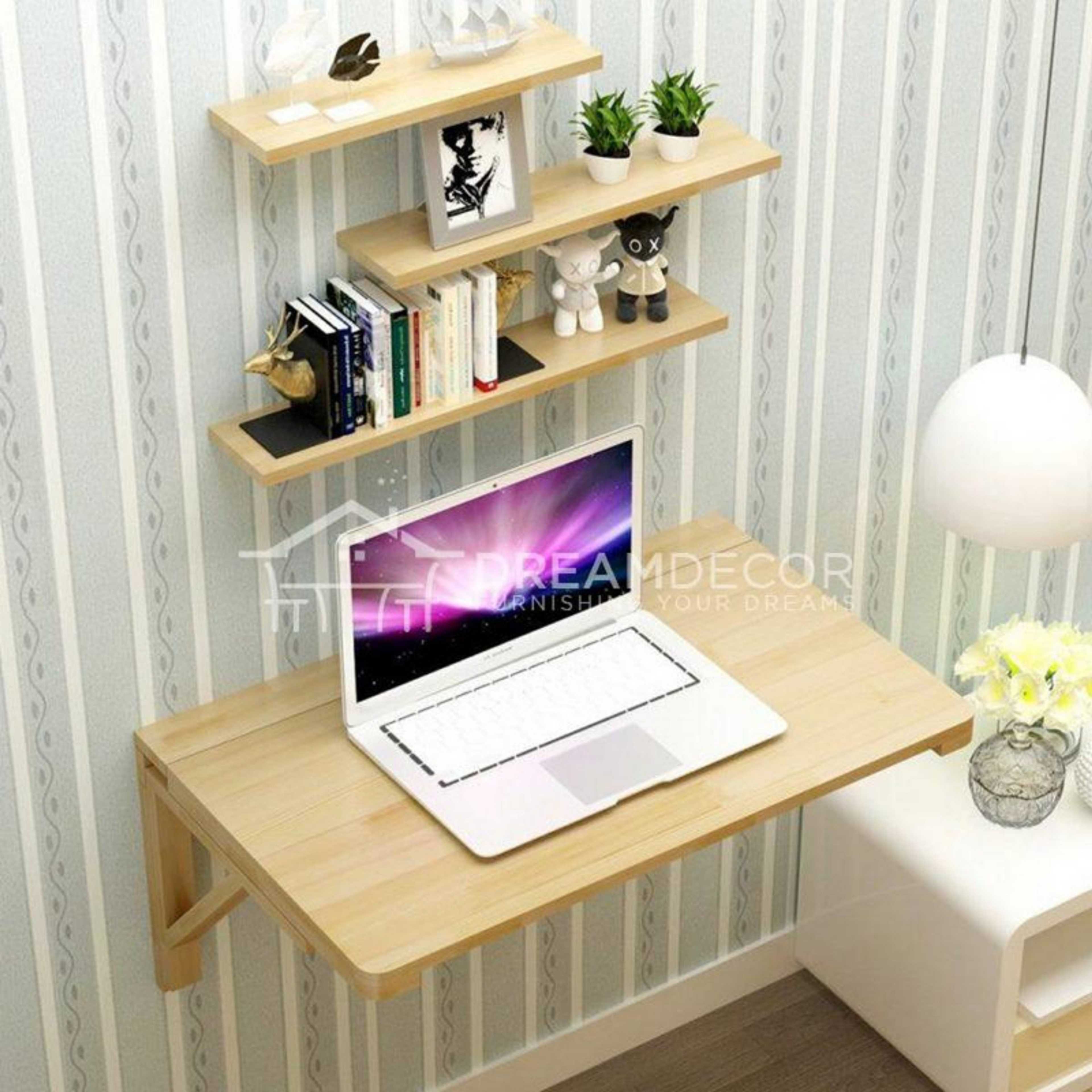 Folding laptop Table with 3 shelves