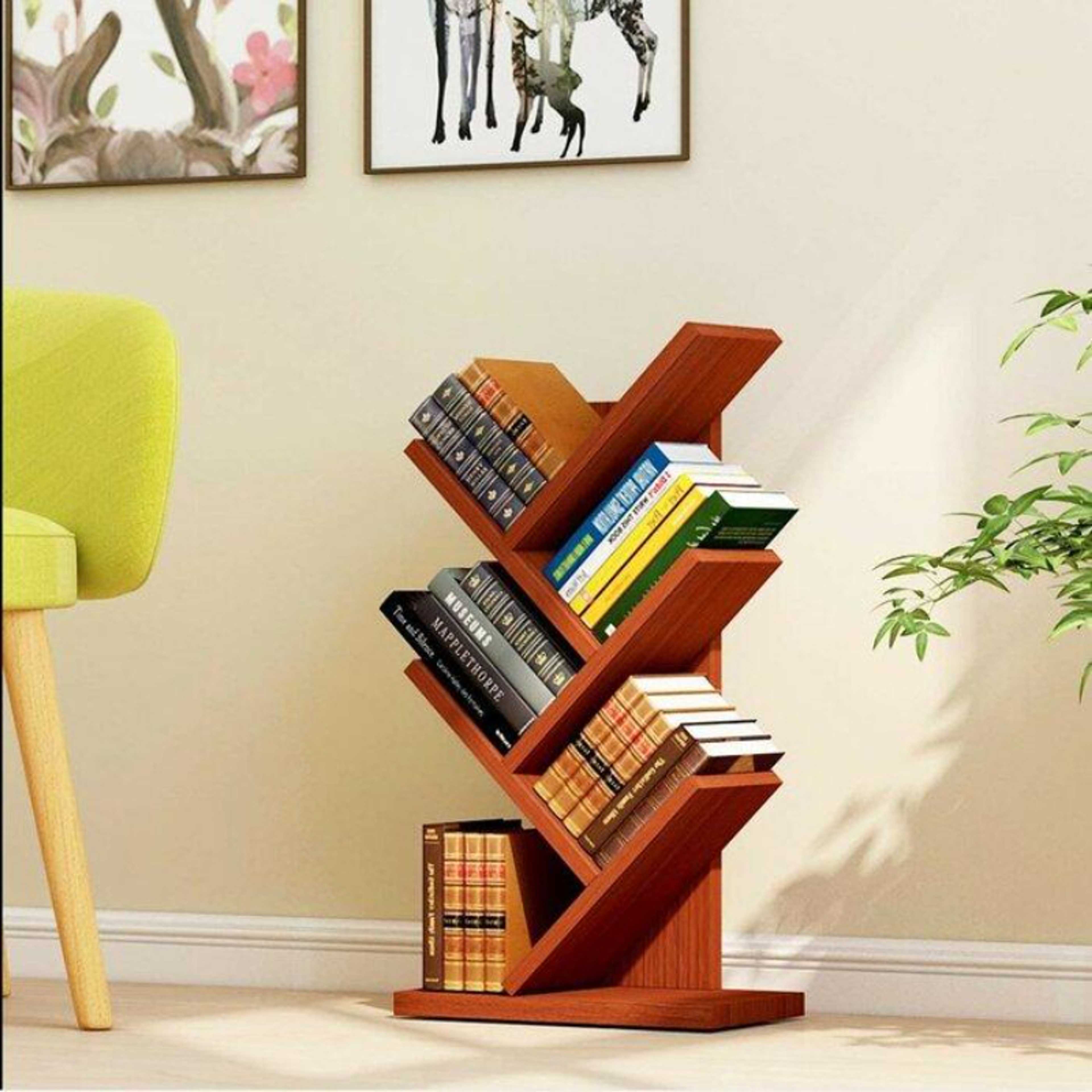 DD Tree Bookcase | 4-Tier Book Rack | Free Standing Bookshelf Display Stand