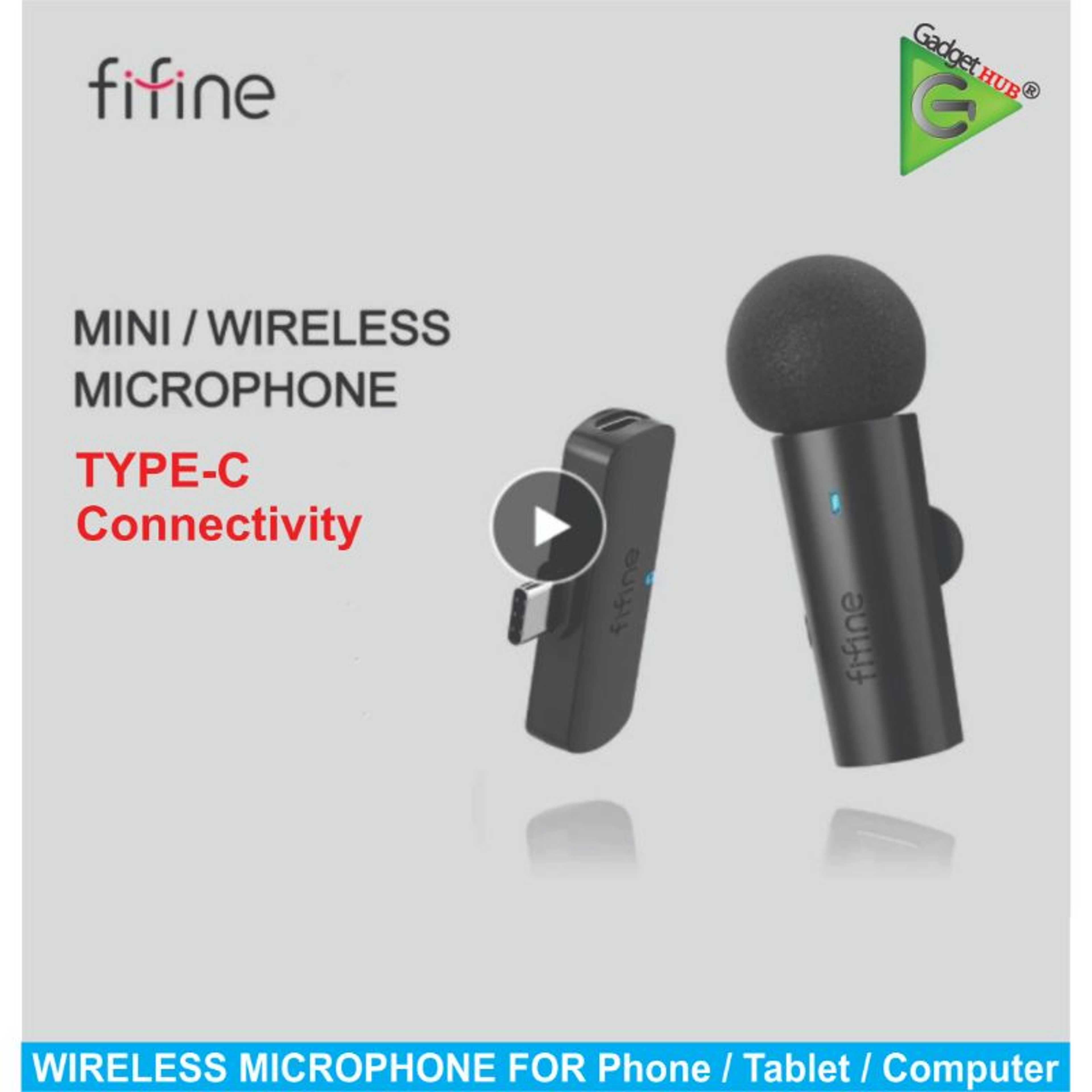 FIFINE Wireless Lavalier Recording Microphone,Type-C Mini MIC for Mobile Phone/Tablet/Laptop Live Streams/Vlog/Interview-M6