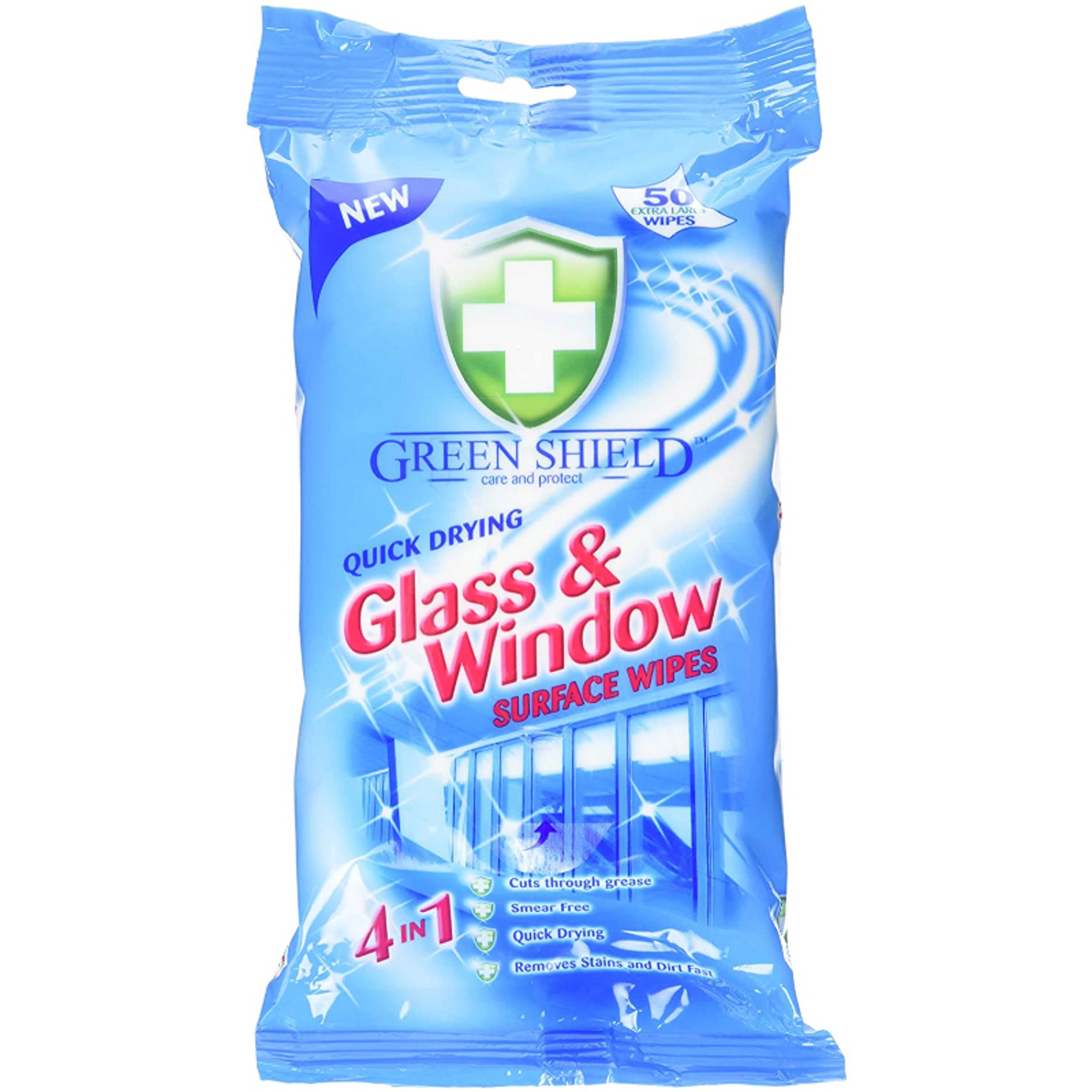 GREEN SHIELD SURFACE WIPES GLASS & WINDOW 70'S (Imported)