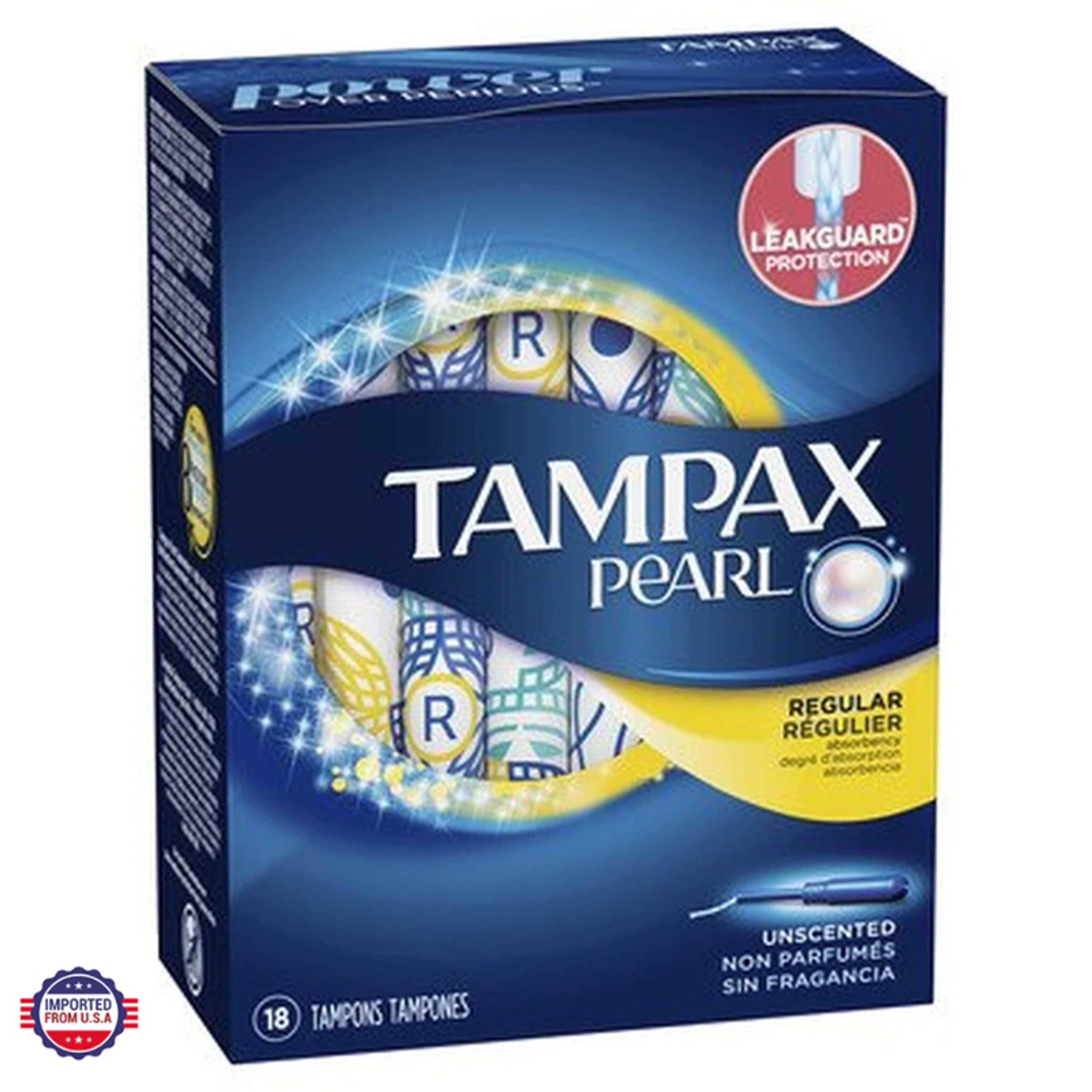 TAMPAX PEARL PLASTIC LEAKGUARD PROTECTION REGULAR 18'S