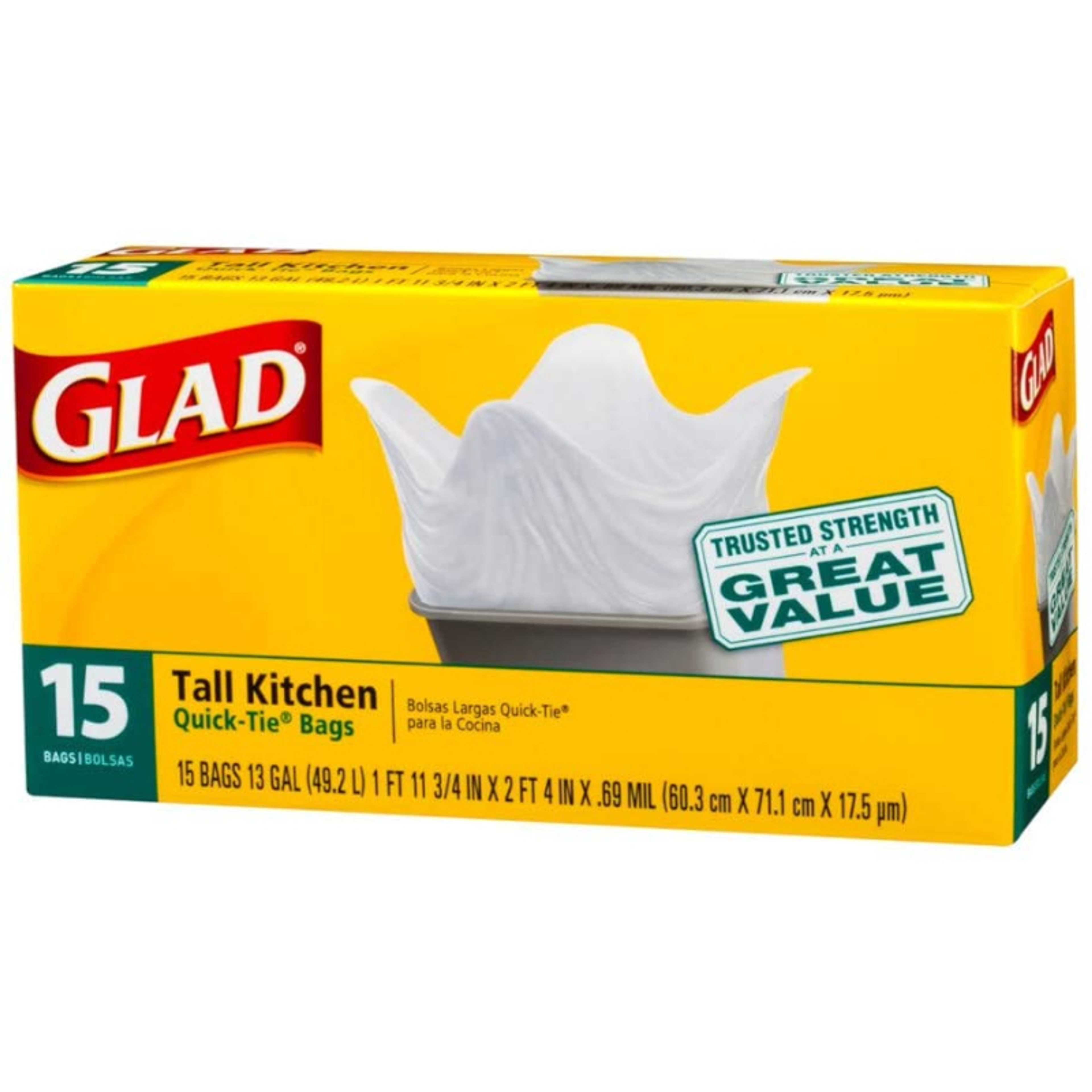 GLAD 13 GALLON QUICK TIE TALL KITCHEN BAGS 15�S (Imported)