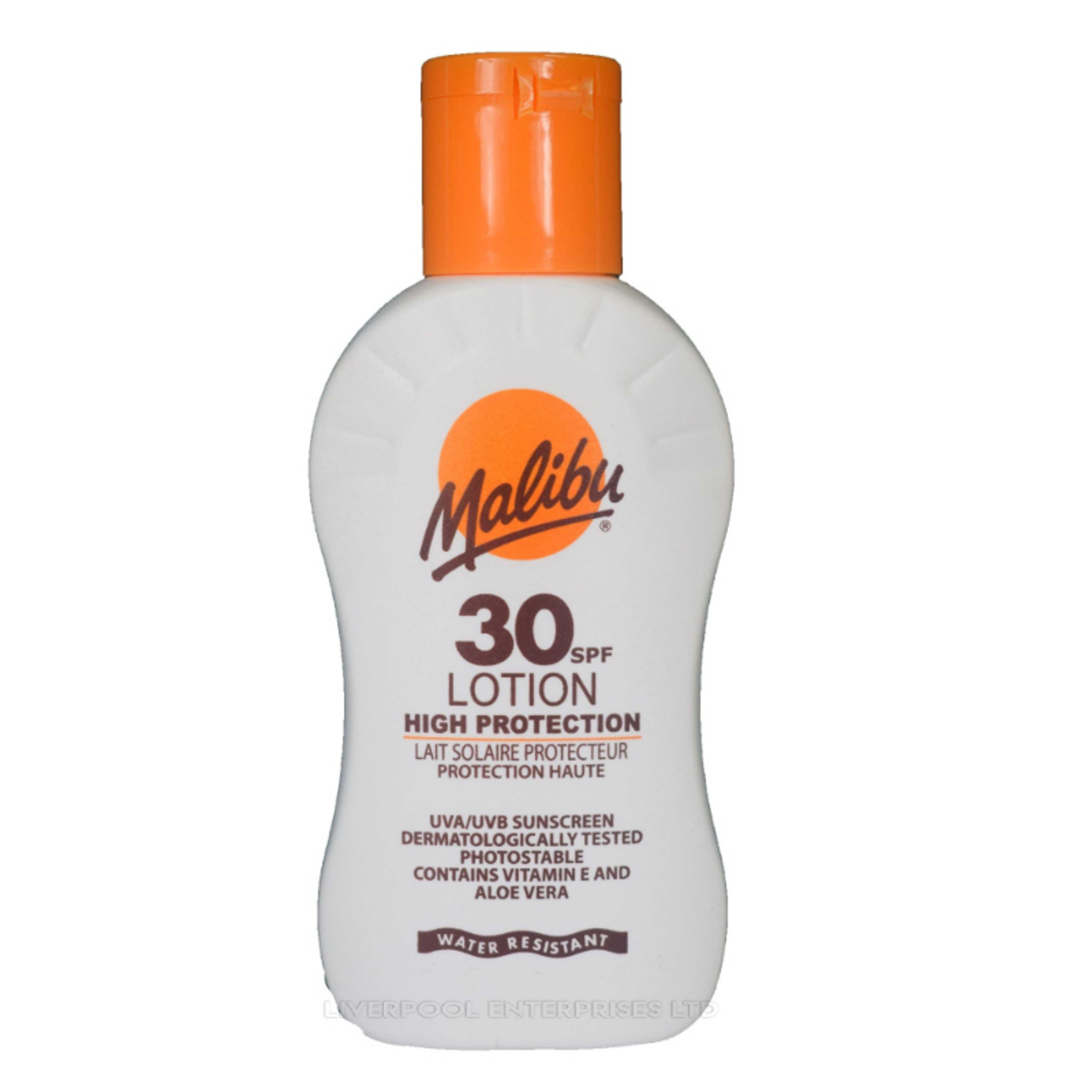 MALIBU LOTION HIGH PROTECTION 30 SPF SUNSCREENS PHOTOSTABLE 100ML