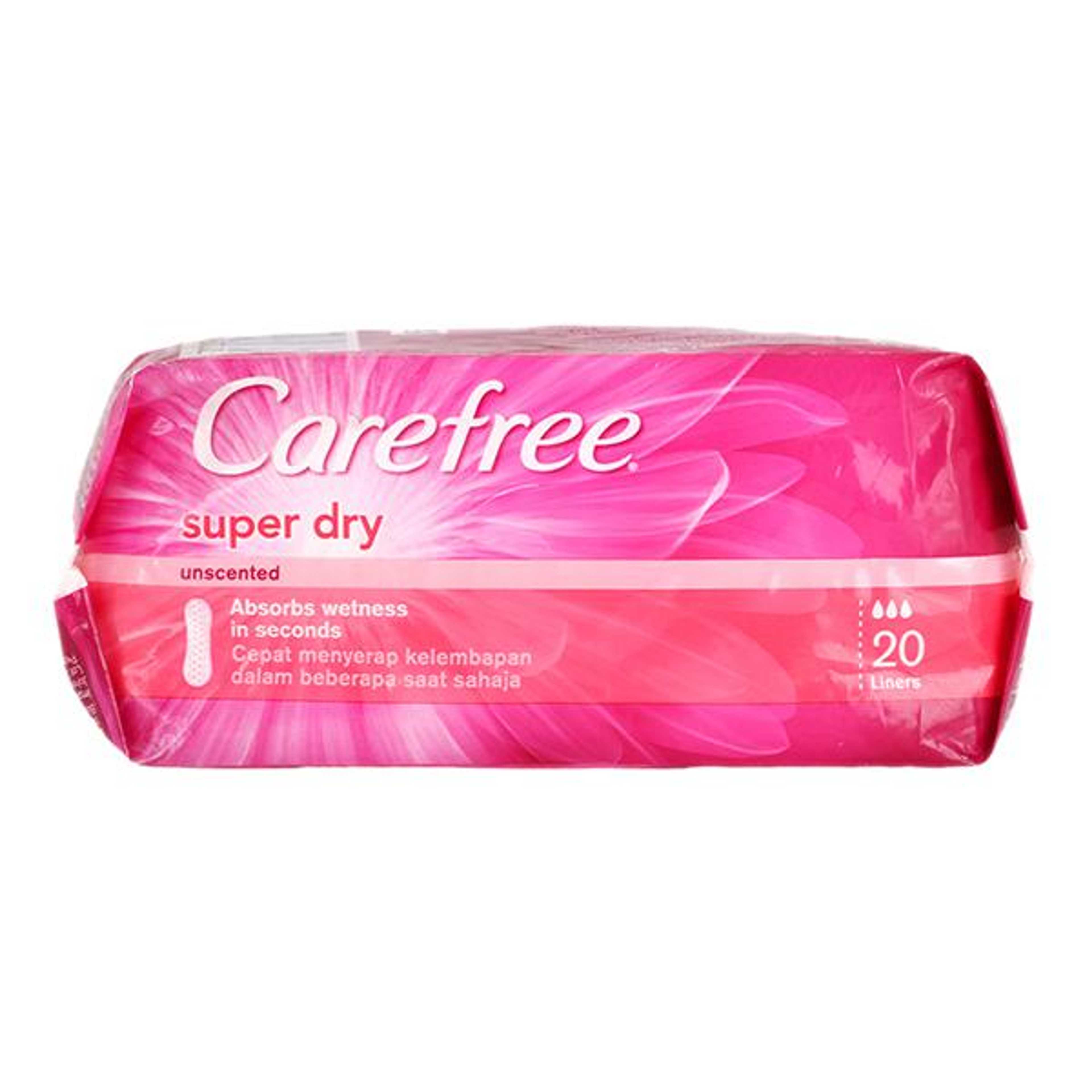 CARE FREE LINERS SUPER DRY LONG UNSCENTED 20'S