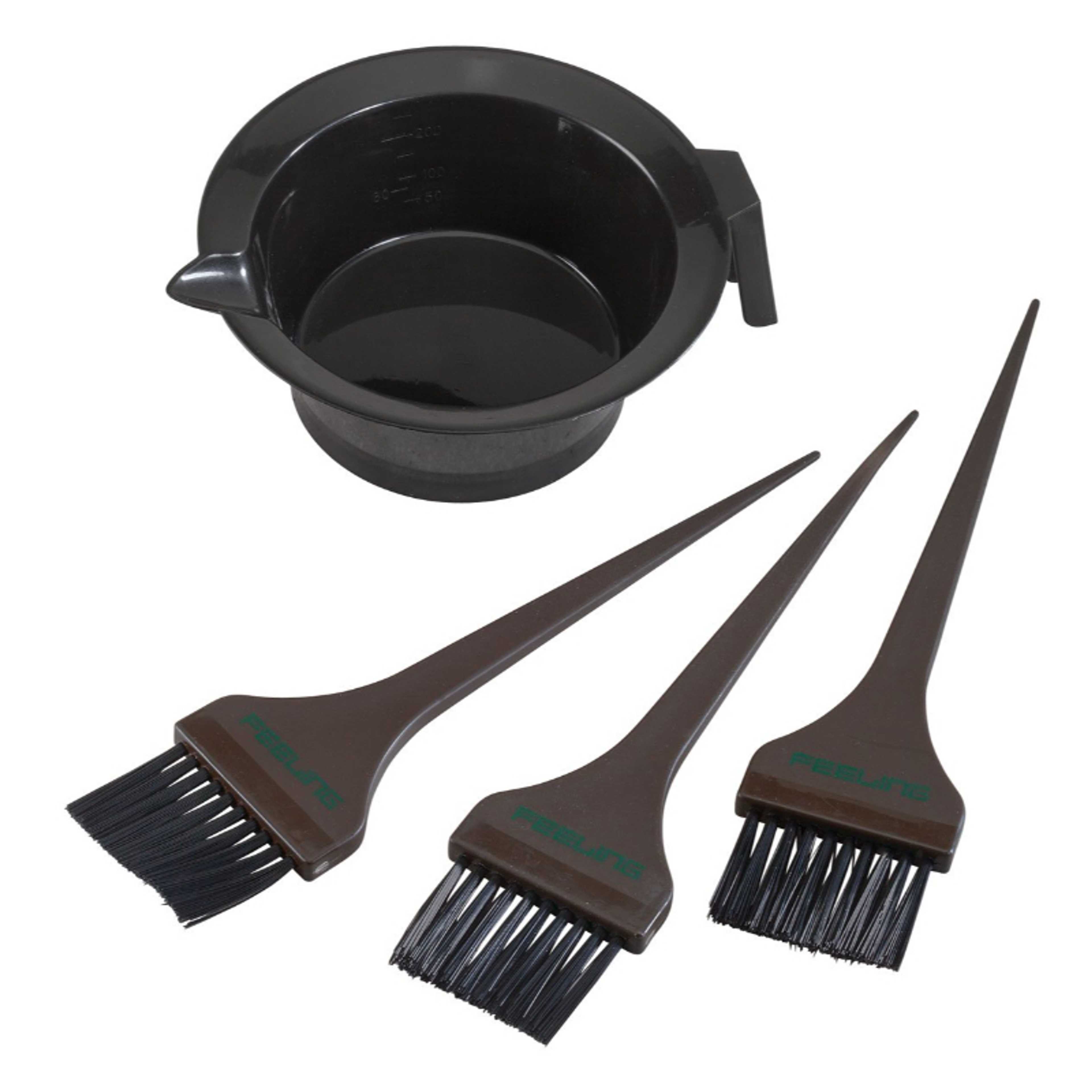 TRIXES 4PC Hair Dye Kit - Hair Colour Bowl and Brush Set - Black Brushes and Colour Mixing Bowl for Colour Application, Treatments and Tinting - for Professional Hairdressing or Home Use - Black