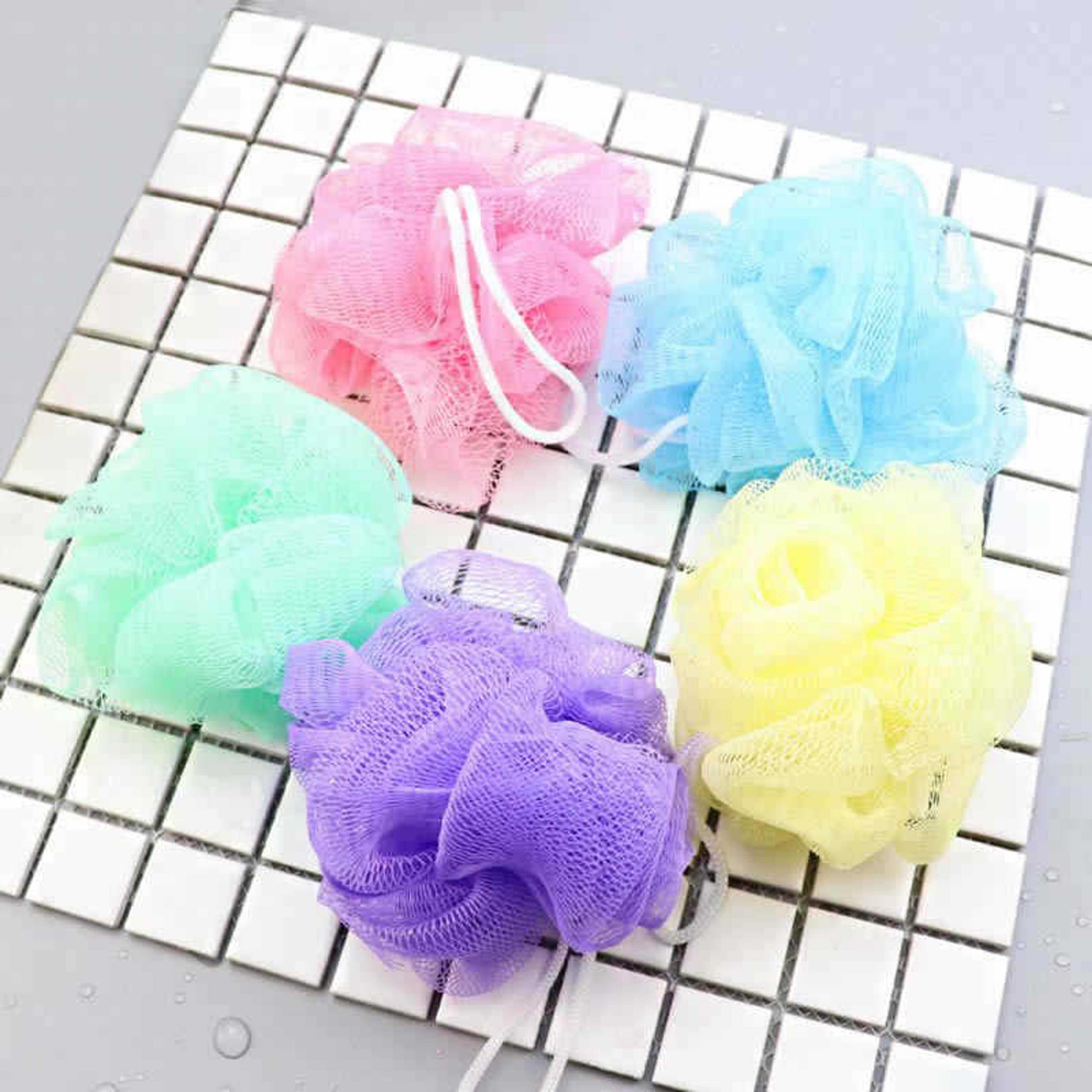 2 PCS Body Cleaning Sponge Random Color Loofah Flower Bath Ball Mesh Shower Nylon Scrubber Mesh Net Ball Exfoliating Shower