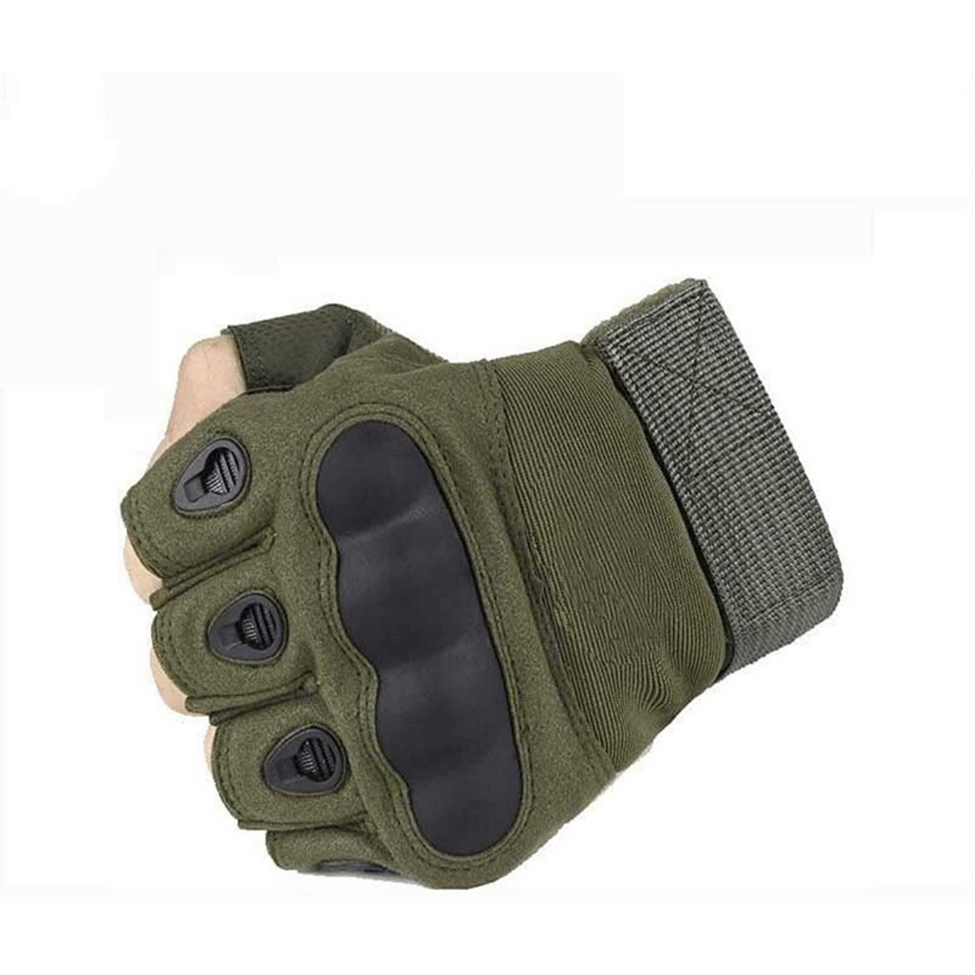 ALL PURPOSE HIKING CYCLING GLOVES - HALF FINGER - 1 PAIR Green