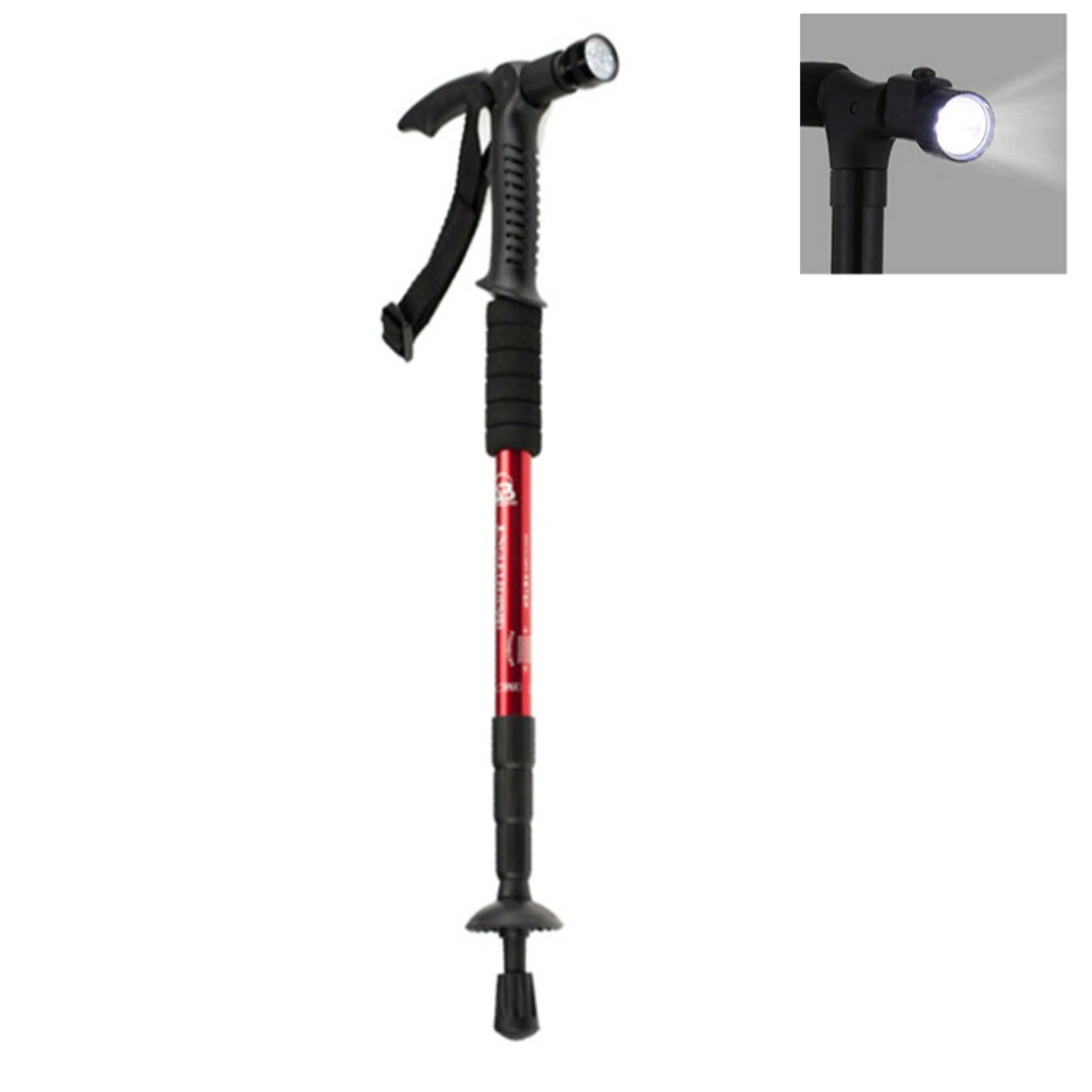 Elderly Walking Red  Stick with LED Lighting Telescopic Walking Cane Old Men Women Crutches Hiking Trekking Poles for Mothers Fathers - Product Main Image