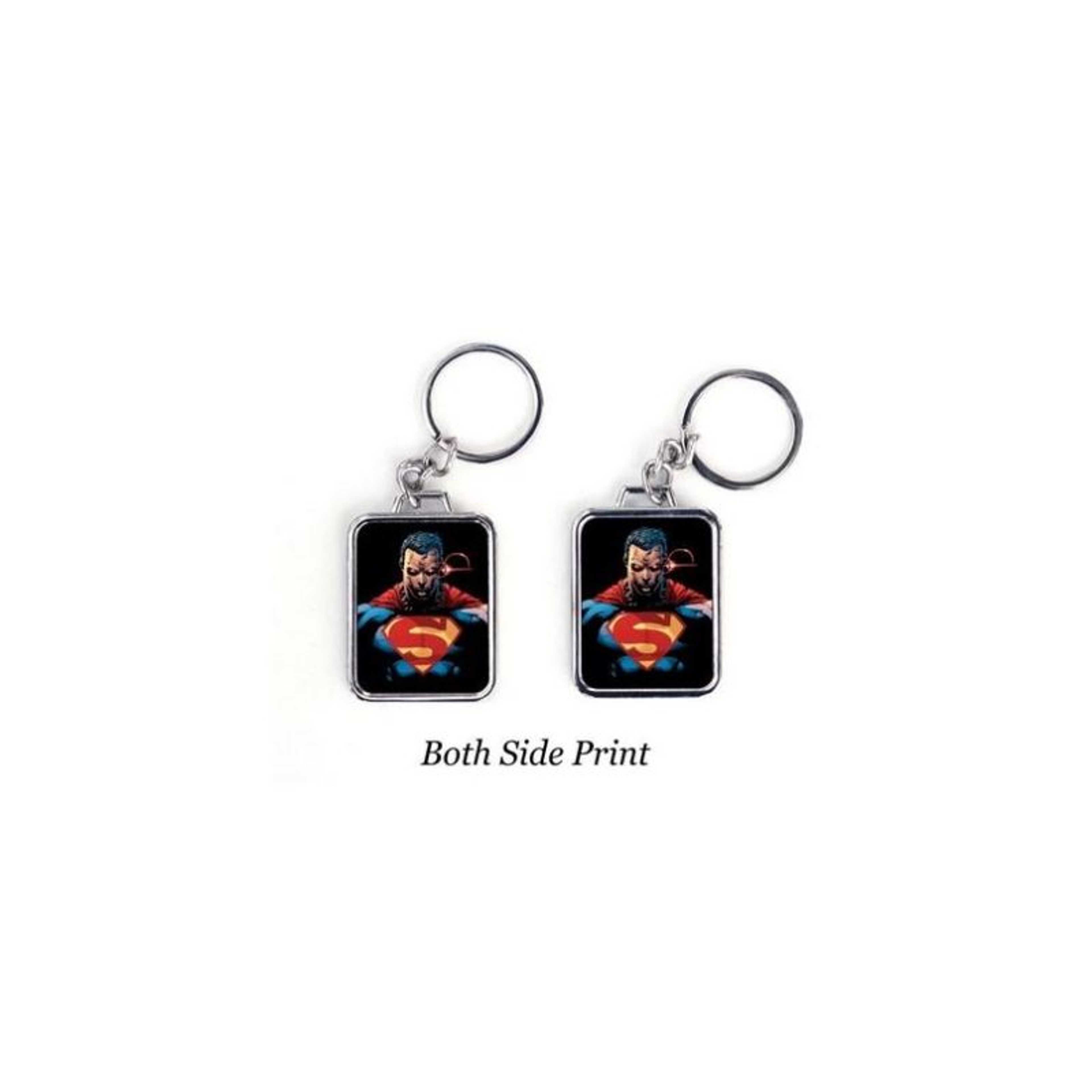 Custom Design Superman Both Side Printed Metal Keychain