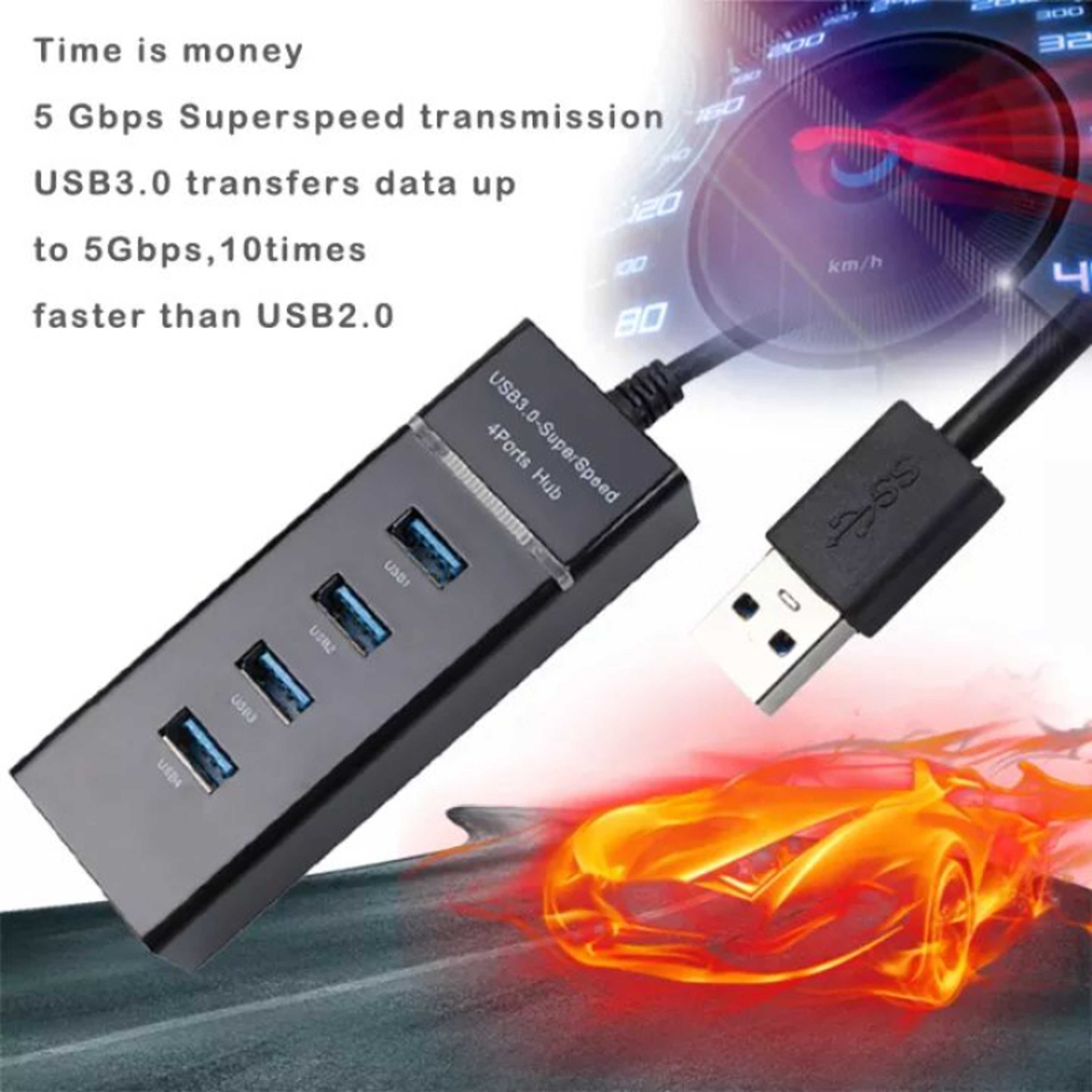 USB HUB 3.0 USB 3.0 High Speed HUB Splitter 4 Port Multiple Expansion USB Port Adapter Extension With LED Light USB HUB For PC / Windows / Computer / Laptop