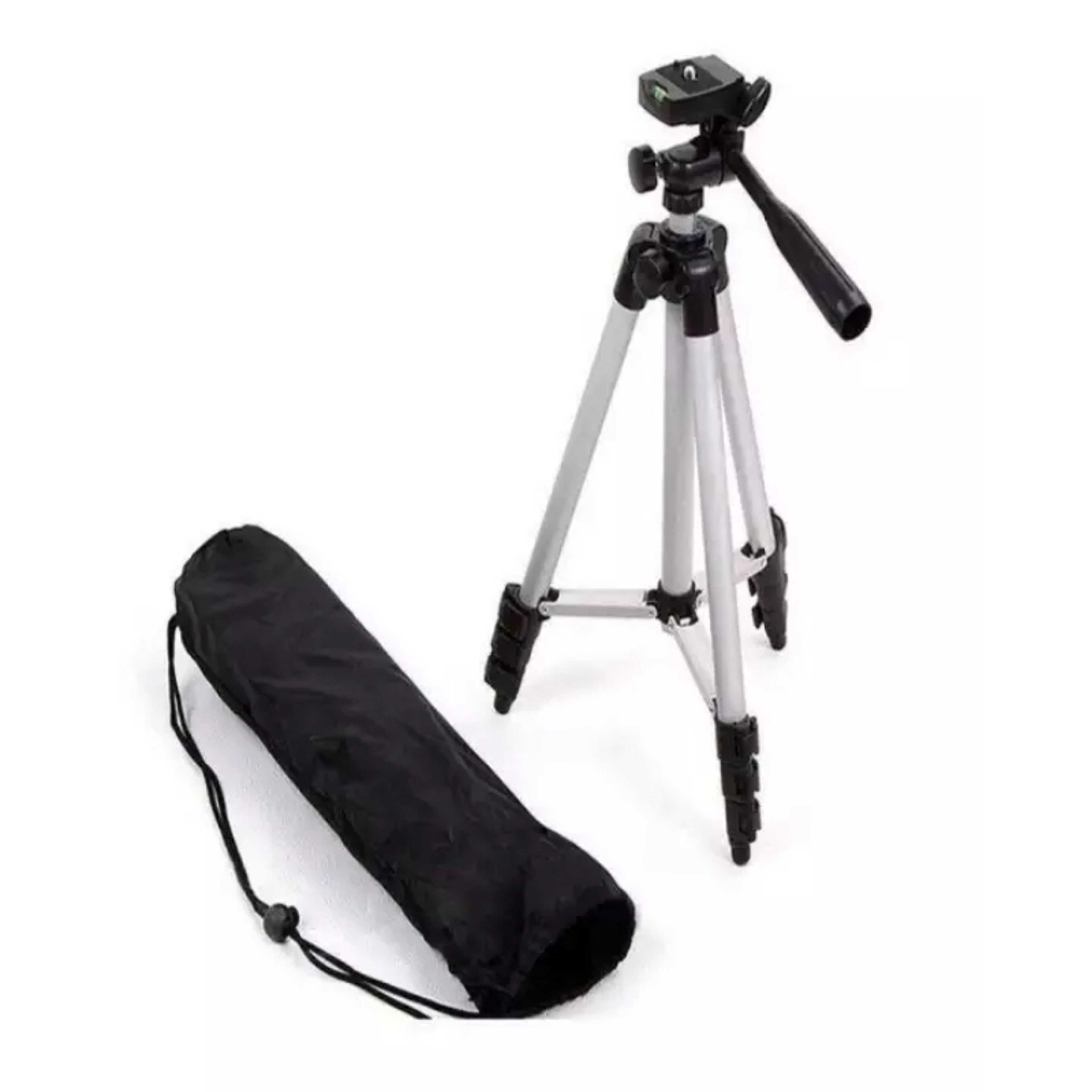 Tripod Stand For Camera And Mobile - Black & Silver - Product Main Image