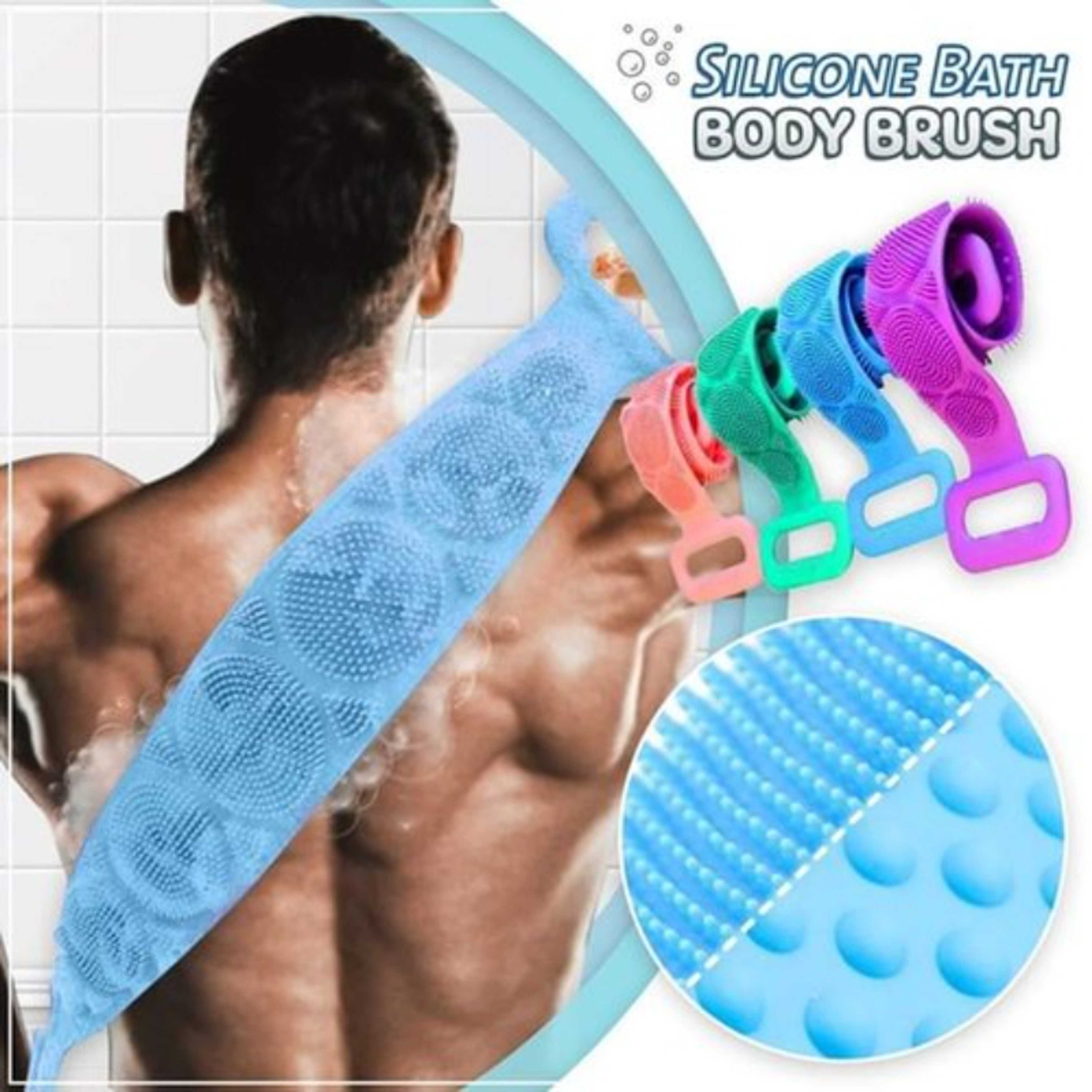 Silicone Bath Body Brush Scrubber Soft Rubbing Exfoliating Massage For Shower Cleaning Bathroom Strap