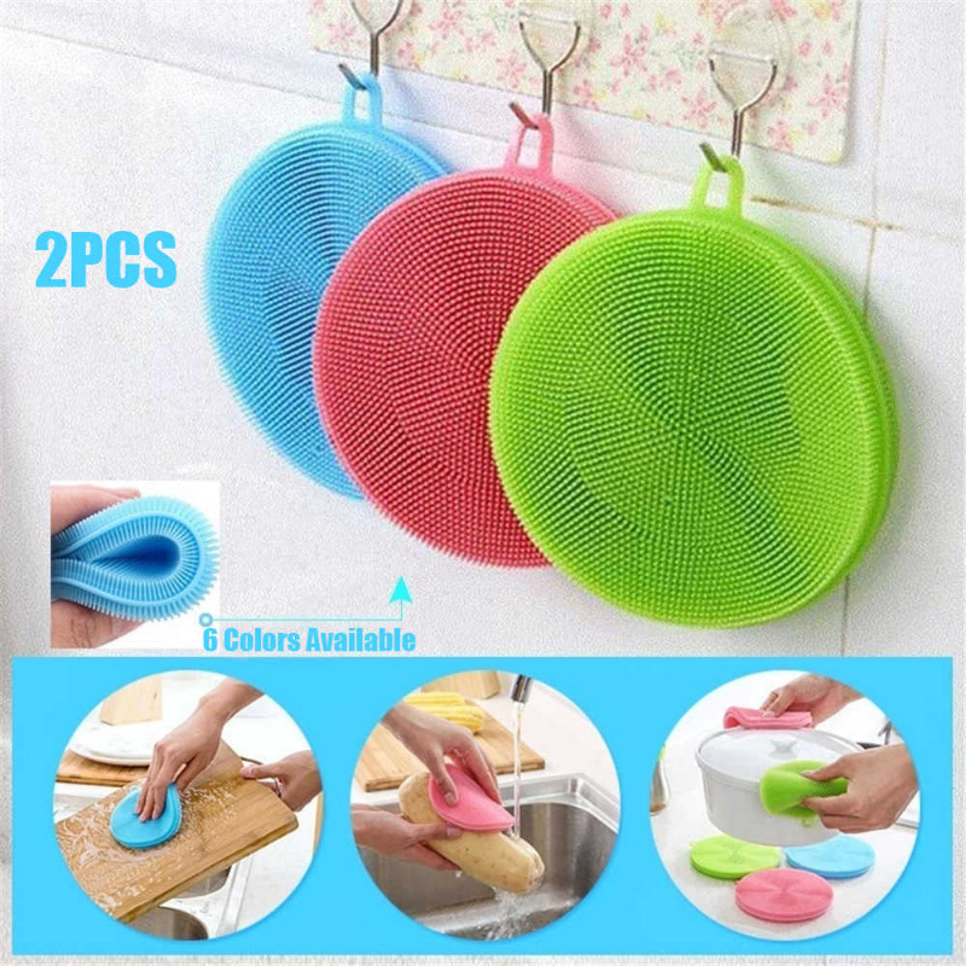 Pack of 2 Double Side Silicone Kitchen Cleaning Brush Dishwasher Sponges