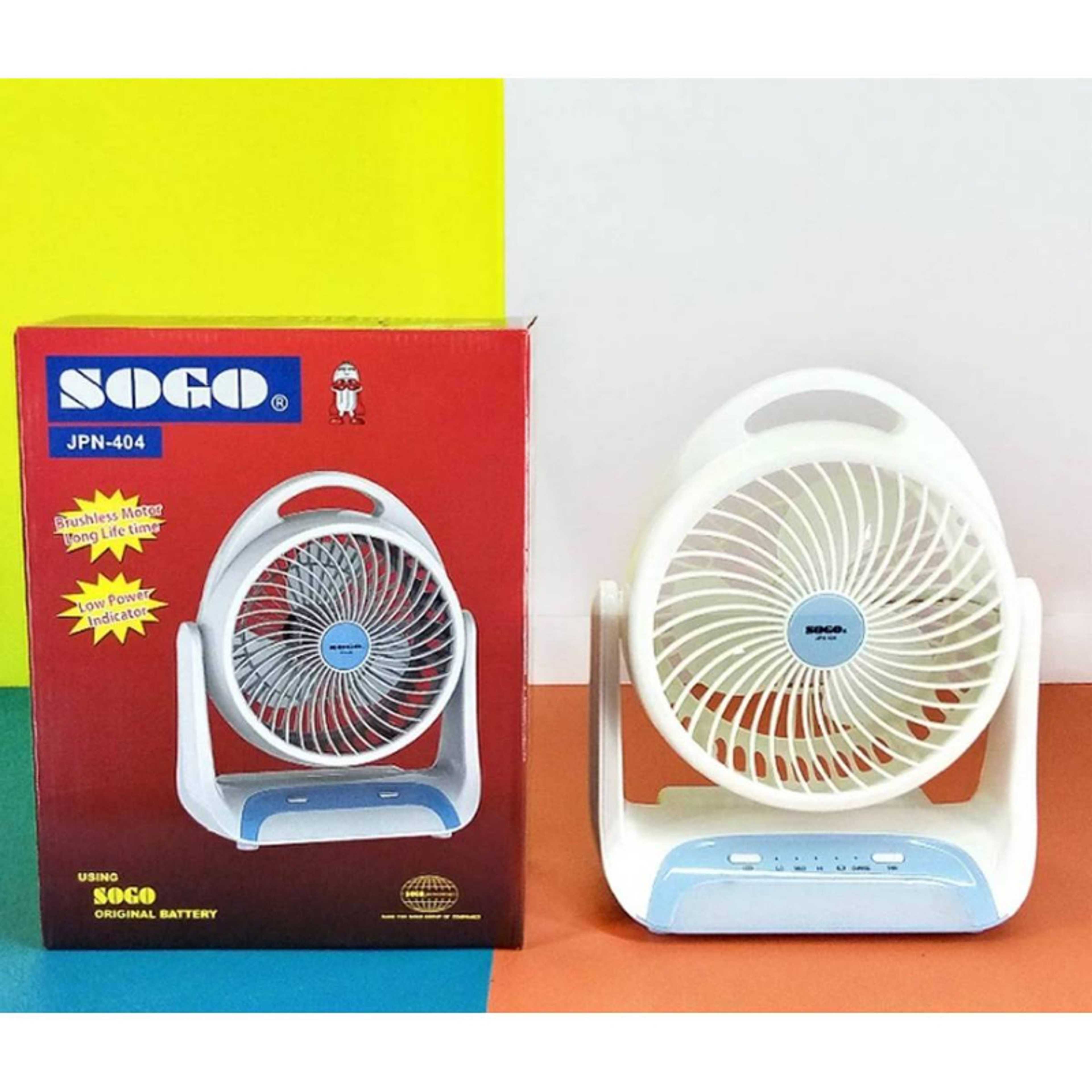 SOGO JPN-404 PORTABLE RECHARGEABLE TABLE FAN WITH LED LAMP LIGHT