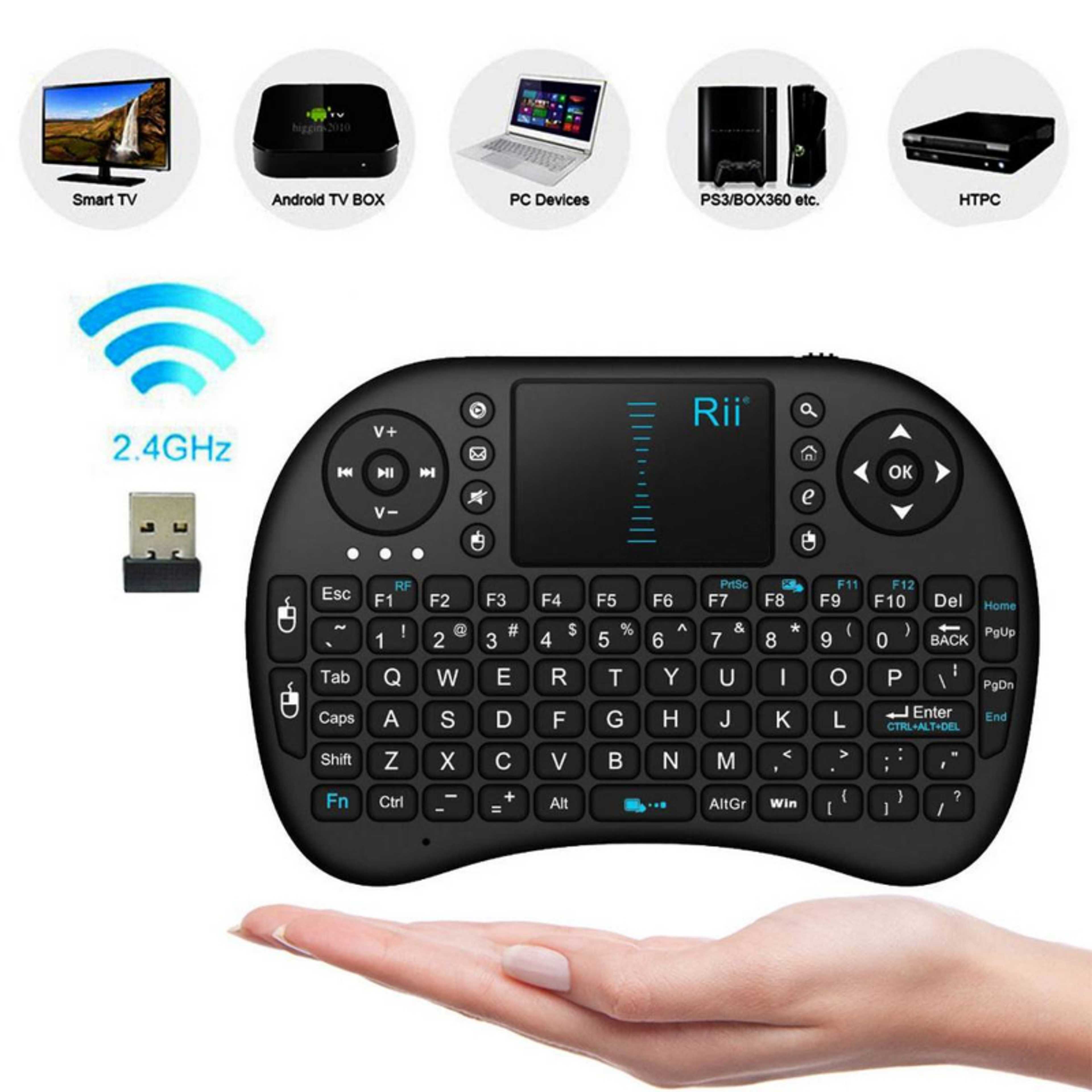 Mini Wireless Backlit Keyboard with Touchpad and Multimedia Keys for Android TV Box Smart TV