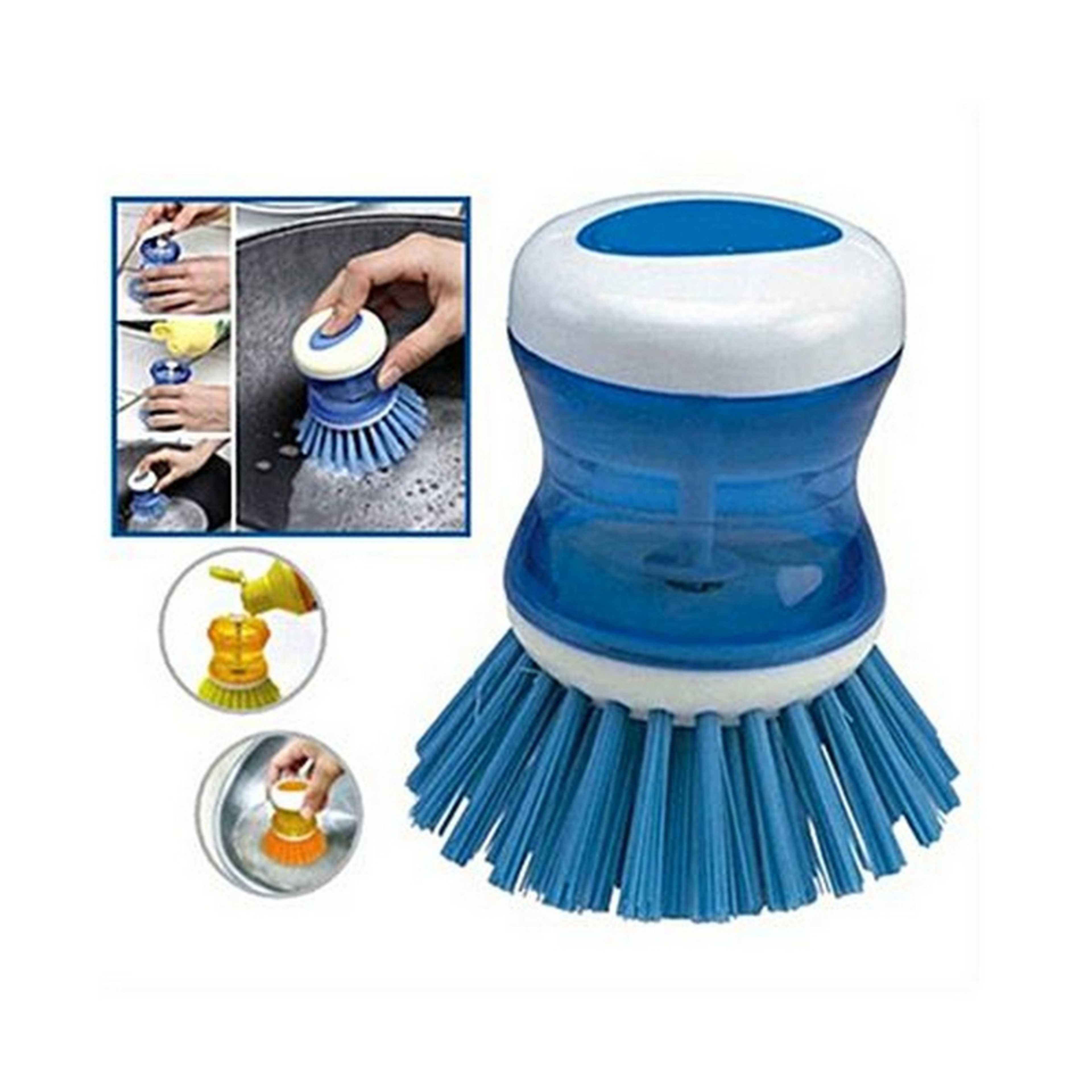 Scrub Kitchen Wash Tool Pot Dish Plastic Brush With Washing Up Liquid Soap Dispenser Brush