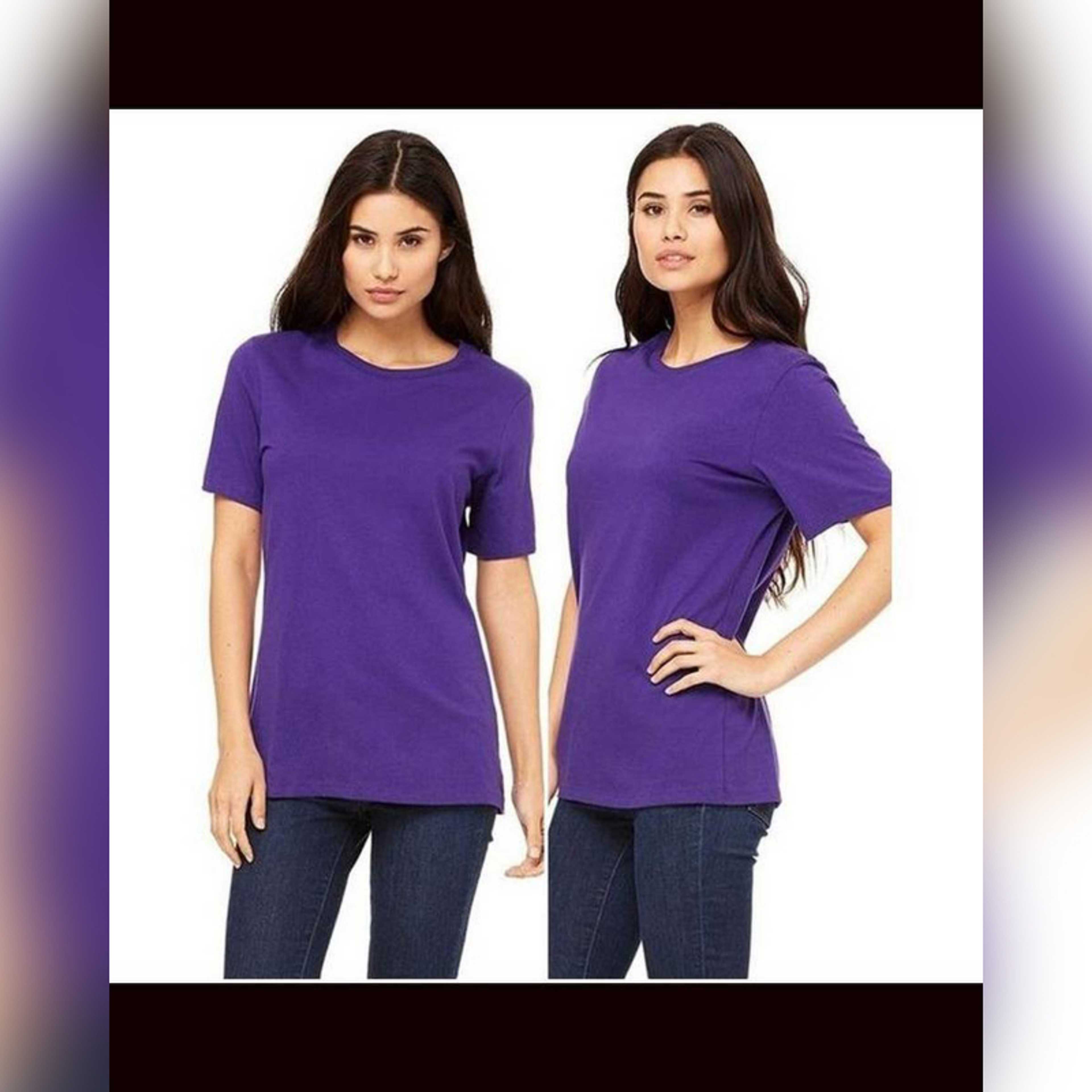 Purple Cotton Plain Tshirts For Women
