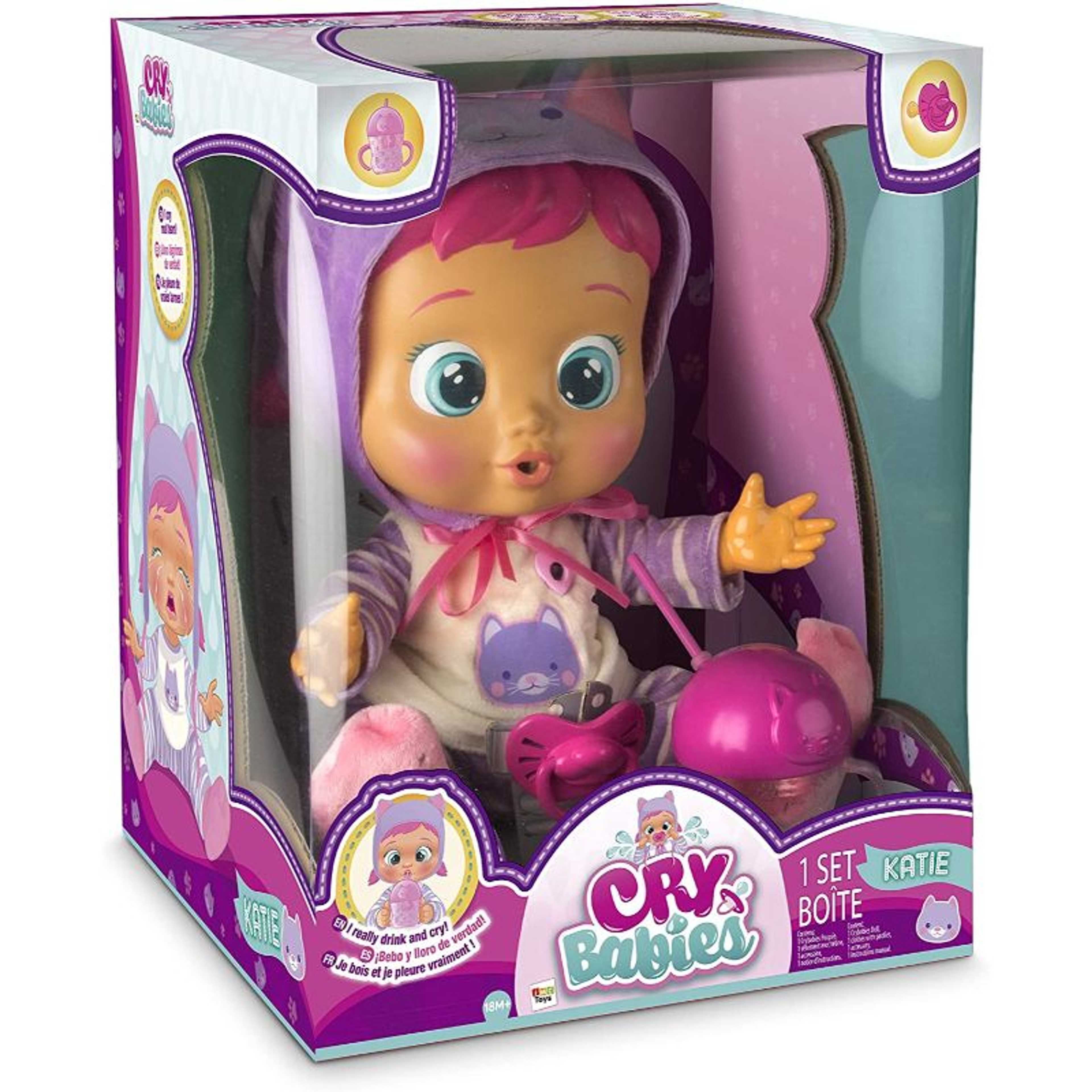 Cry Babies Katie Deluxe Doll Set - 25 cm, Cry Babies Katie Cries & Drinking Water Deluxe Doll Set