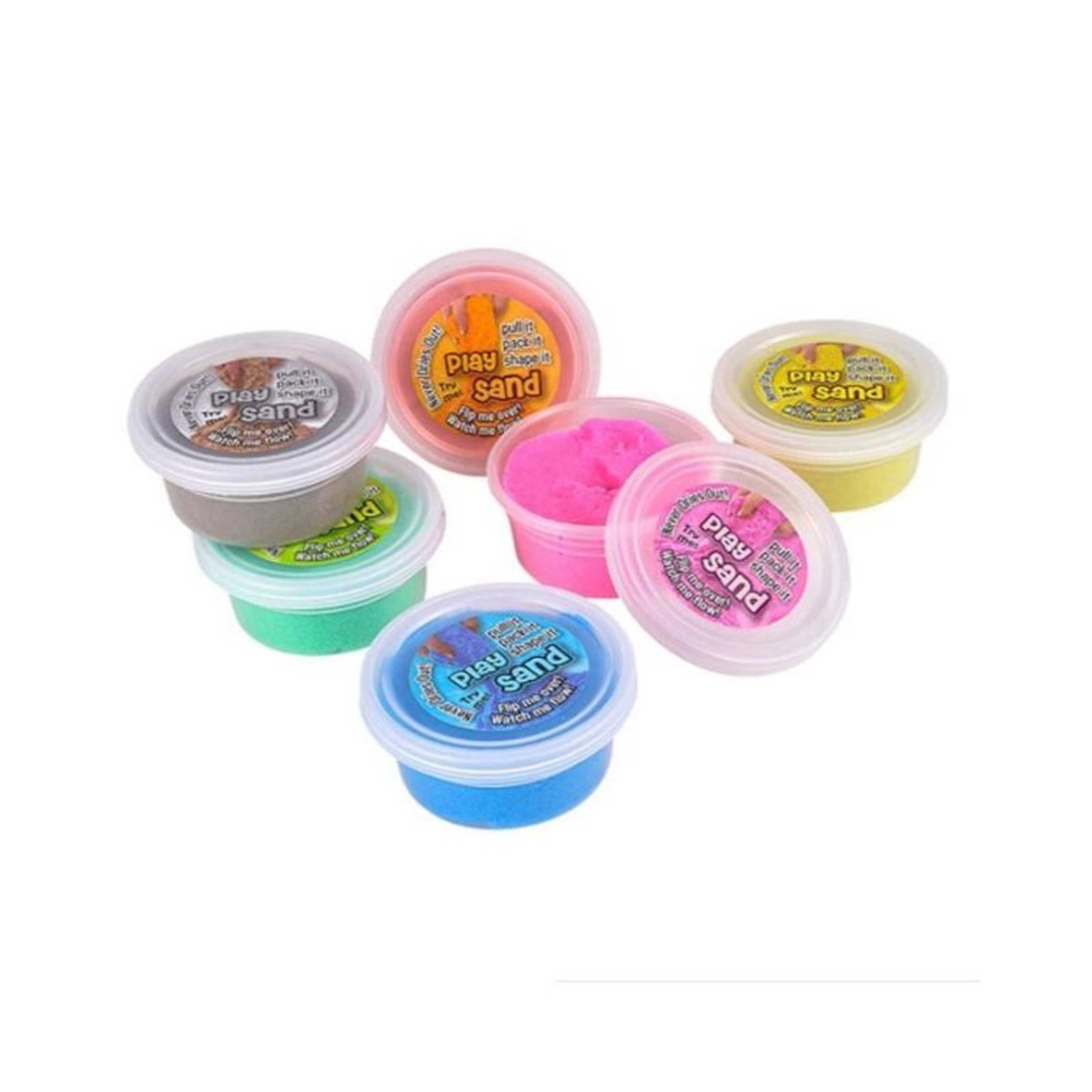 Pack of 6 - Assorted Color Kinetic Sand in small Transparent Containers