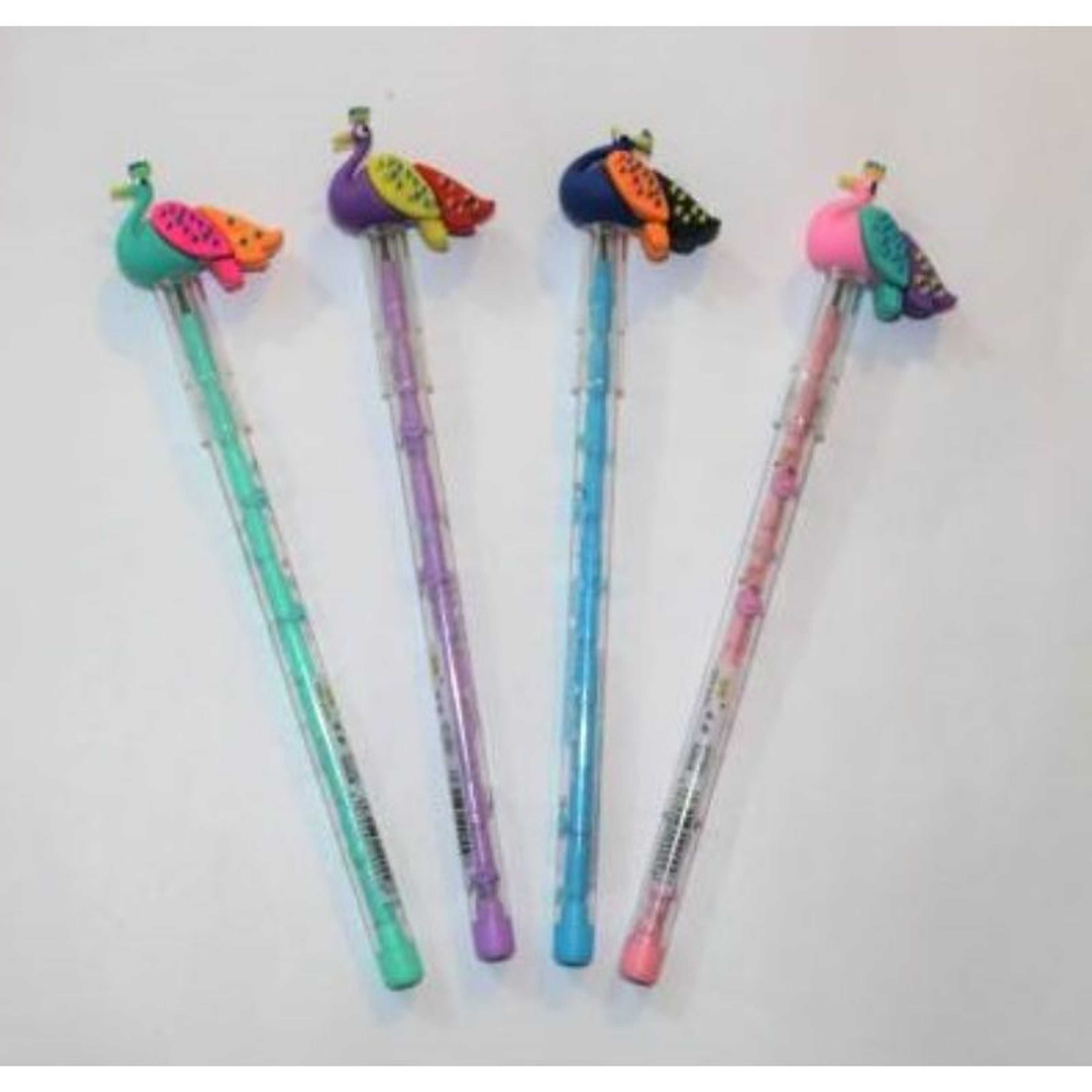 Pack of 4 - Peacock Stacking Pencils, Stacking Non-Sharpening Pencil For Kids