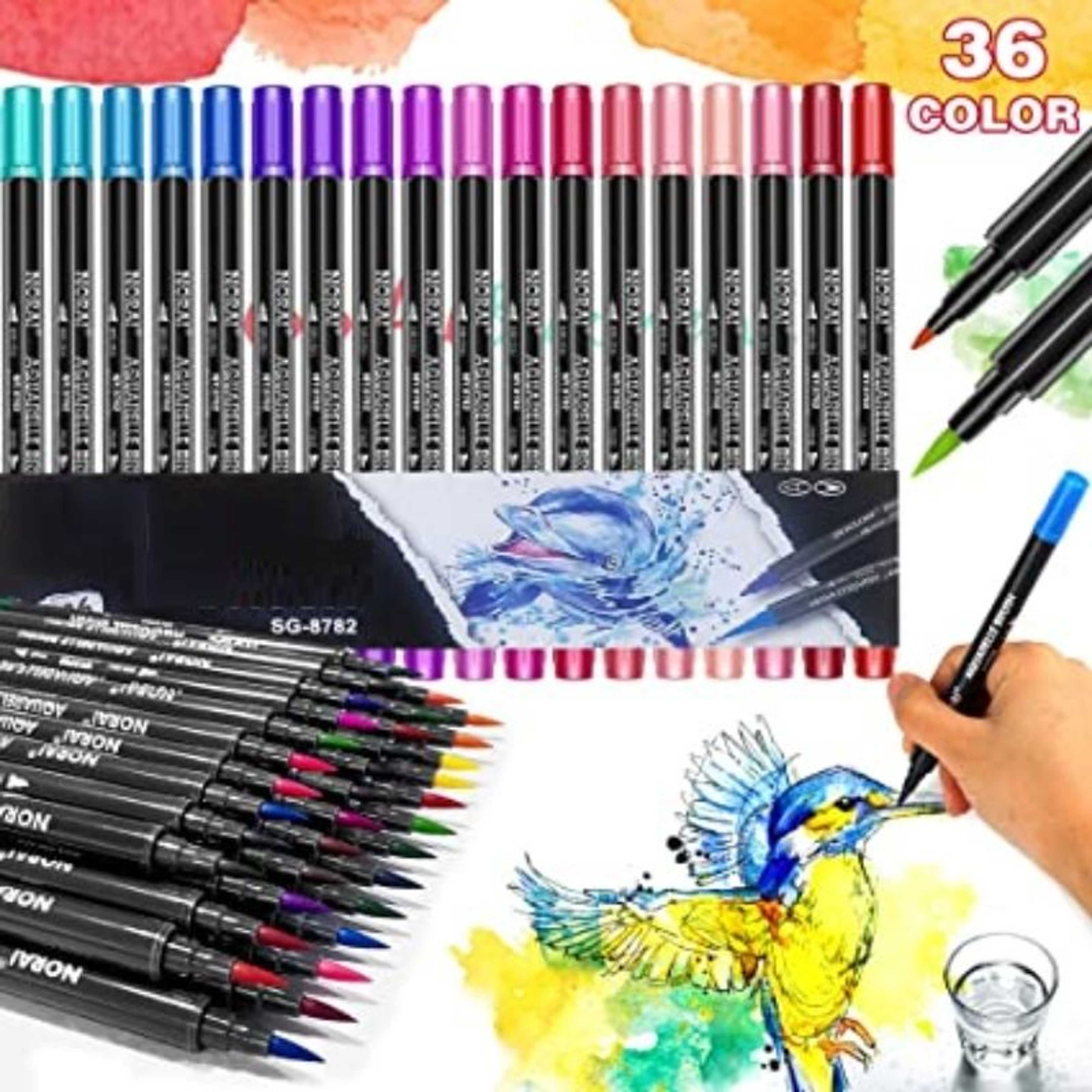 High Quality Dual Tip Watercolor Brush Pens with Fineliner Tip Pen/Brushes, Double-Headed Twin Tip (Brush Tip & Fine Tip Markers) Water Color Pens Pack For Kids Arts & Crafts, Double Sided Markers, Dual Tip Markers