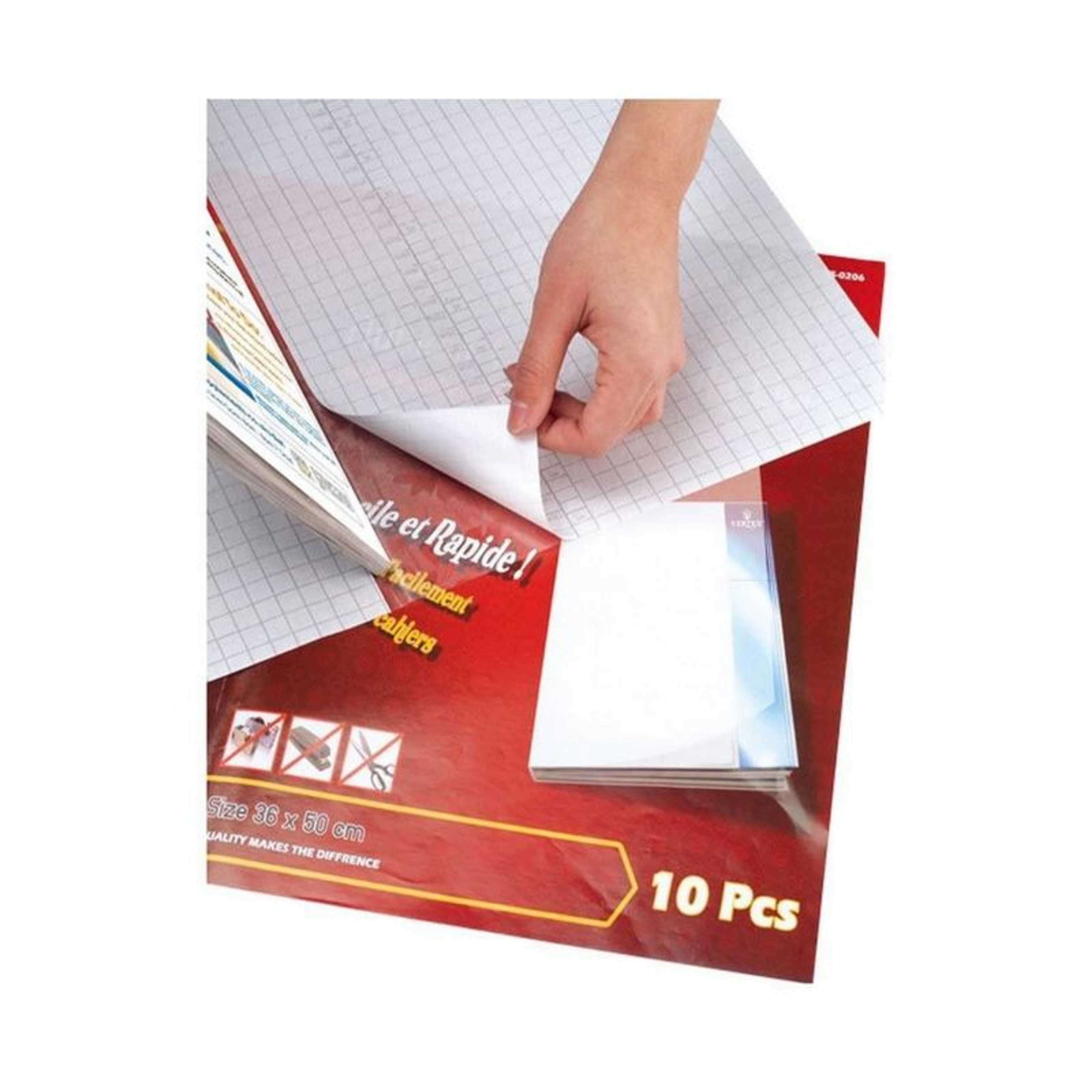 Pack of 10 - Self-Adhesive Protective Book Cover Film