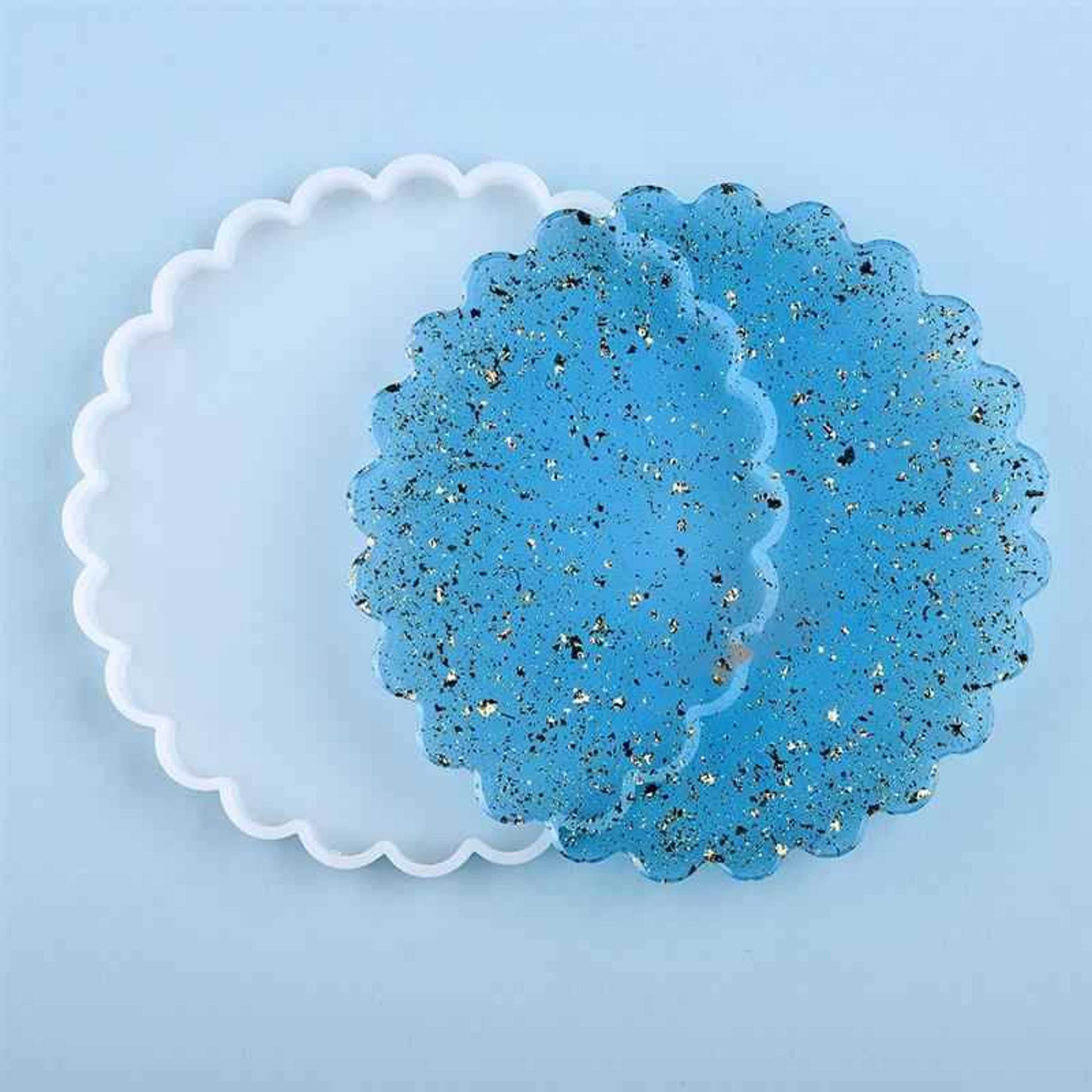 Round Flower Epoxy Resin Tray Mold Silicone Large Coaster Resin Mould Crystal Epoxy Resin Molds Flower Coaster Tray Large Resin Tray Resin Moulds