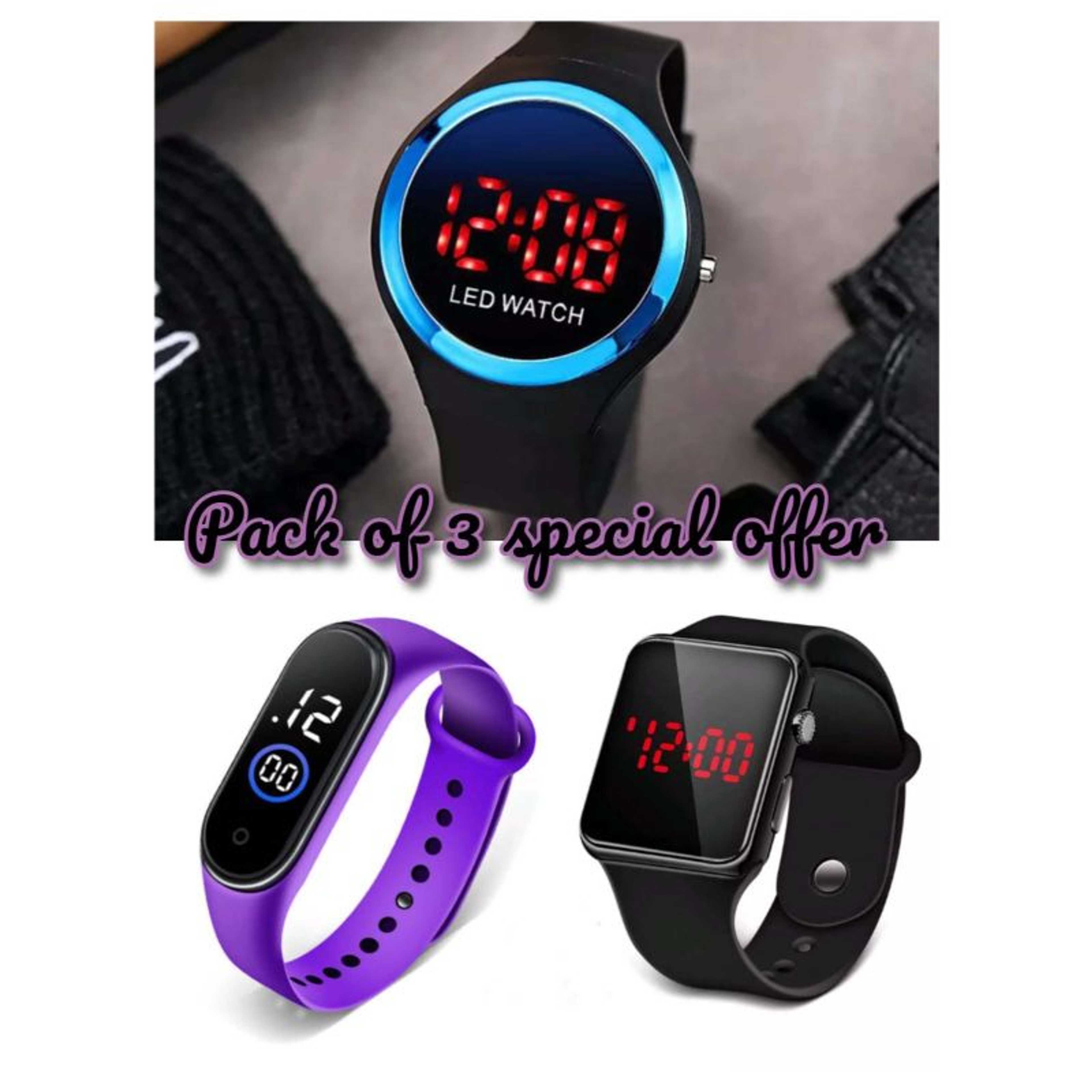 (PACK OF 3 ) Led Watches For Boys and Girls Premium Quality Watches