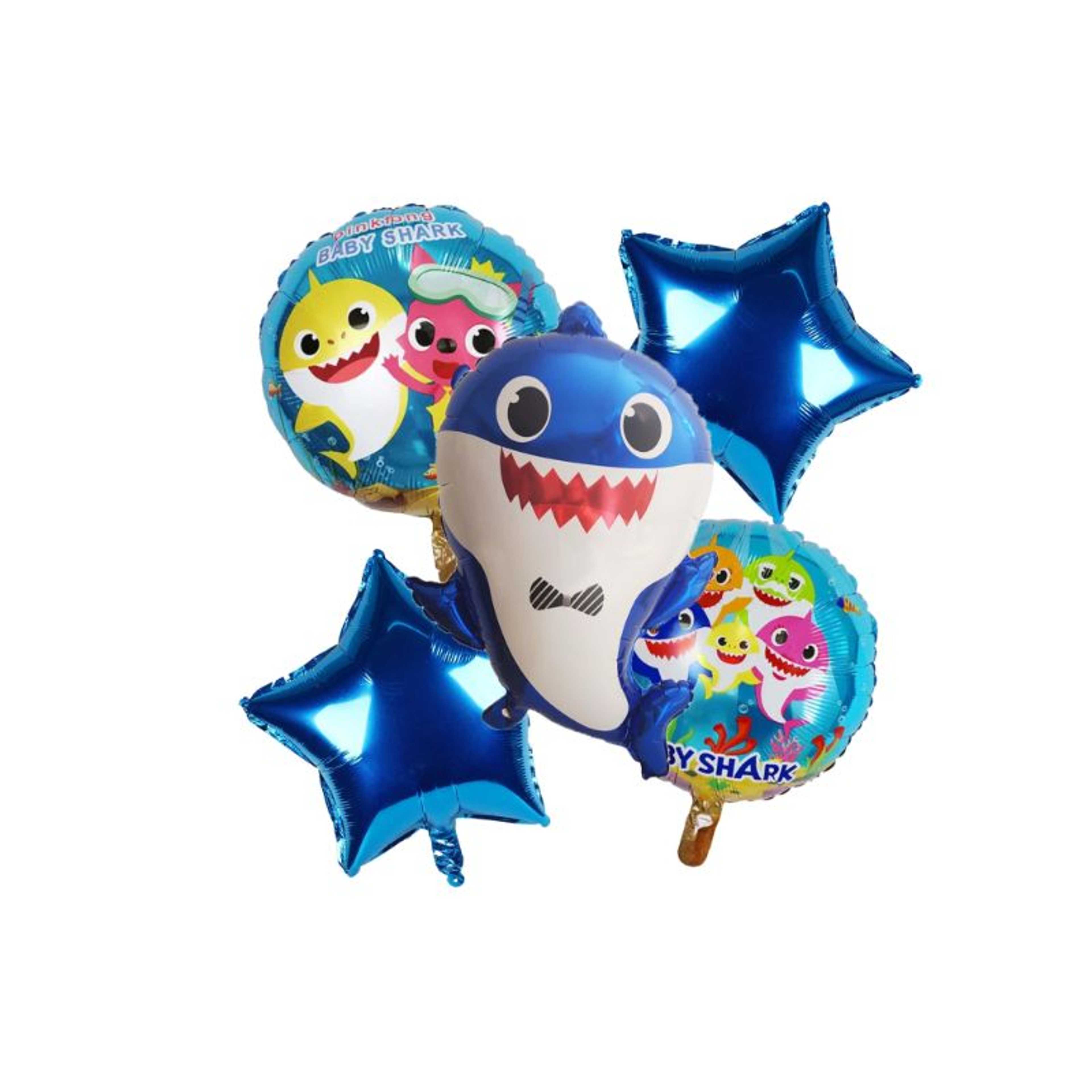 Baby Shark Cartoon Foil Balloon Set - 5 Pieces,-(K.S.) - Product Main Image