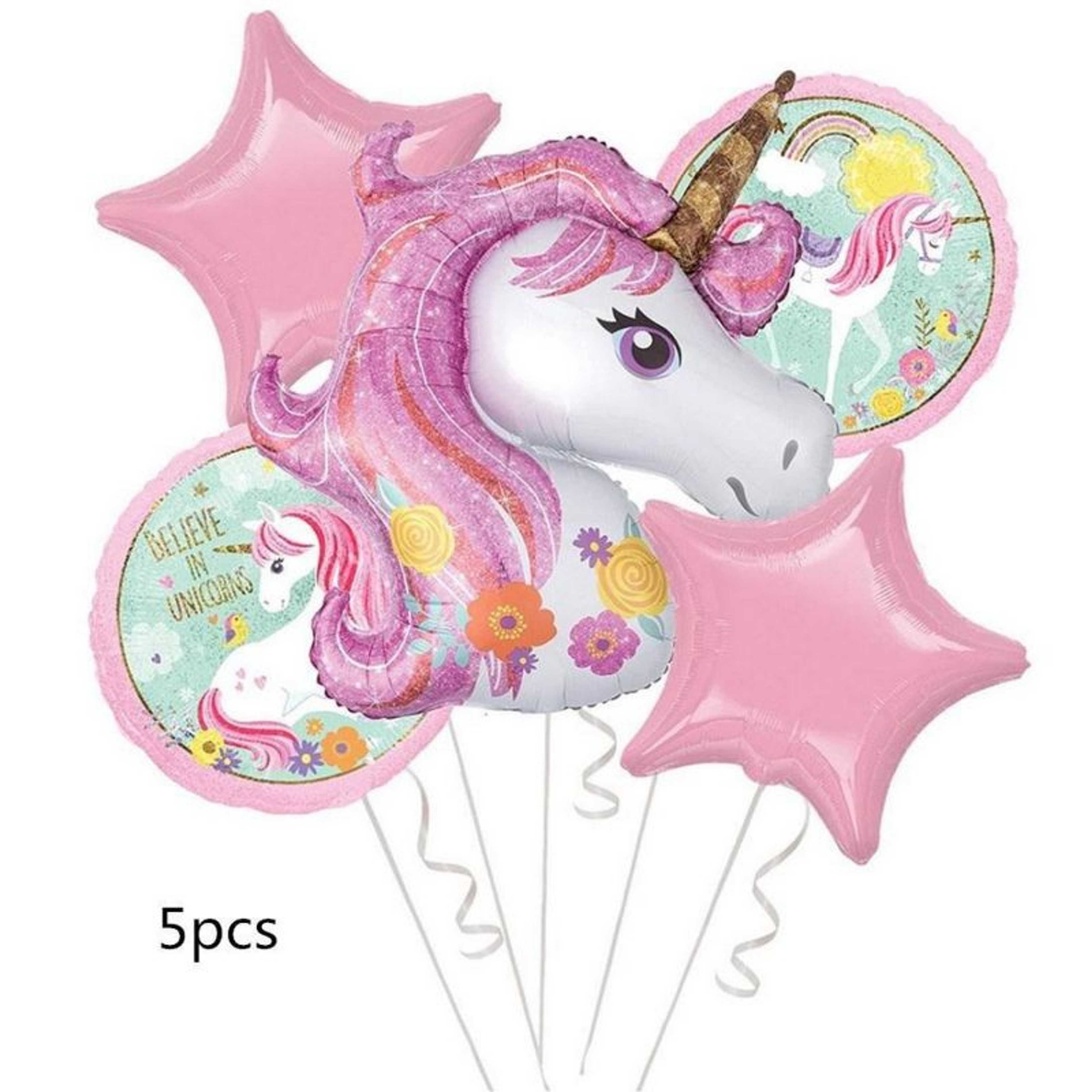 Unicorn Cartoon Foil Balloon Set - 5 Pieces For Birthday Party,-(K.S.) - Product Main Image